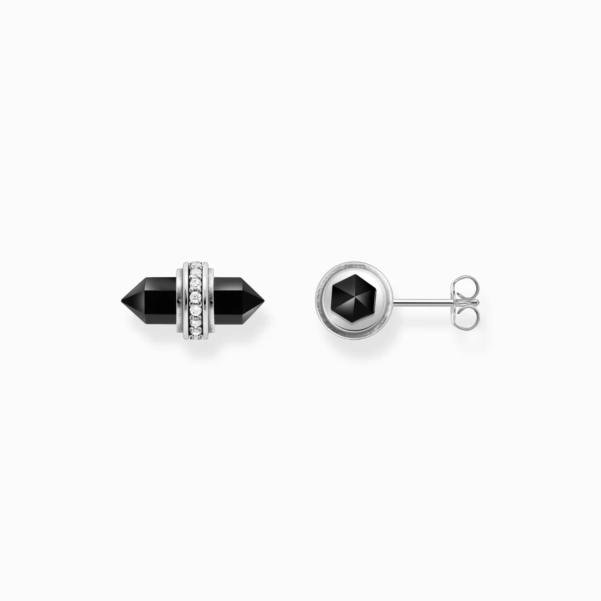 THOMAS SABO Silver ear studs with hexagonal onyx-Women Ear Studs | 925 Silver