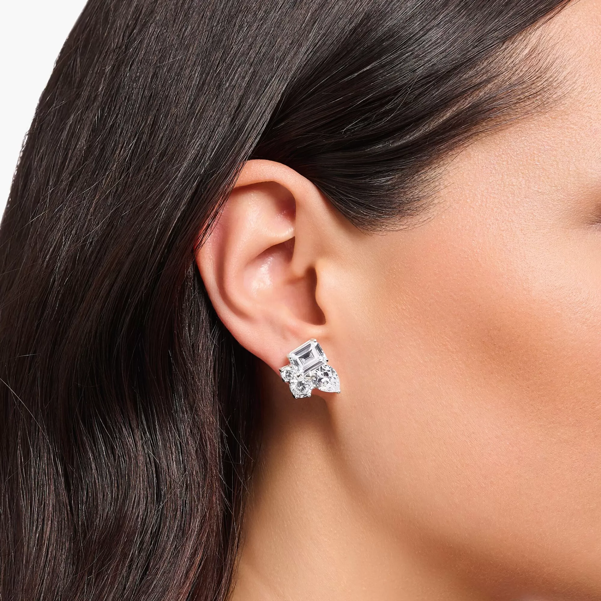 THOMAS SABO Silver ear studs with white zirconia in different sizes-Women Earrings | Ear Studs