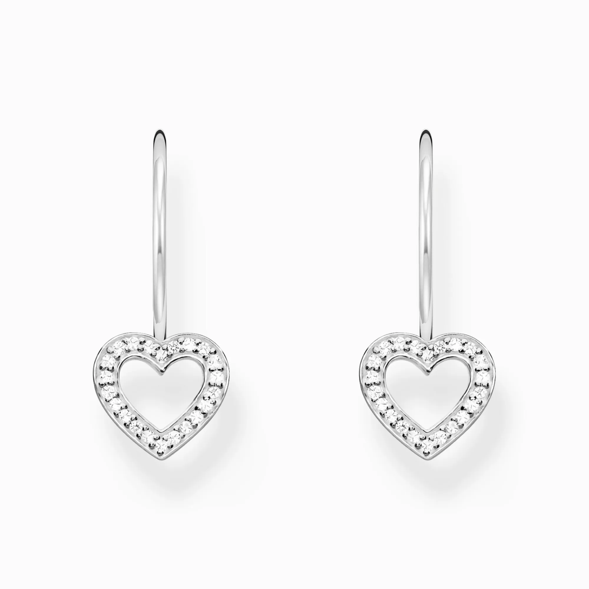 THOMAS SABO Silver earrings heart-shaped with white zirconia-Women Earrings | 925 Silver