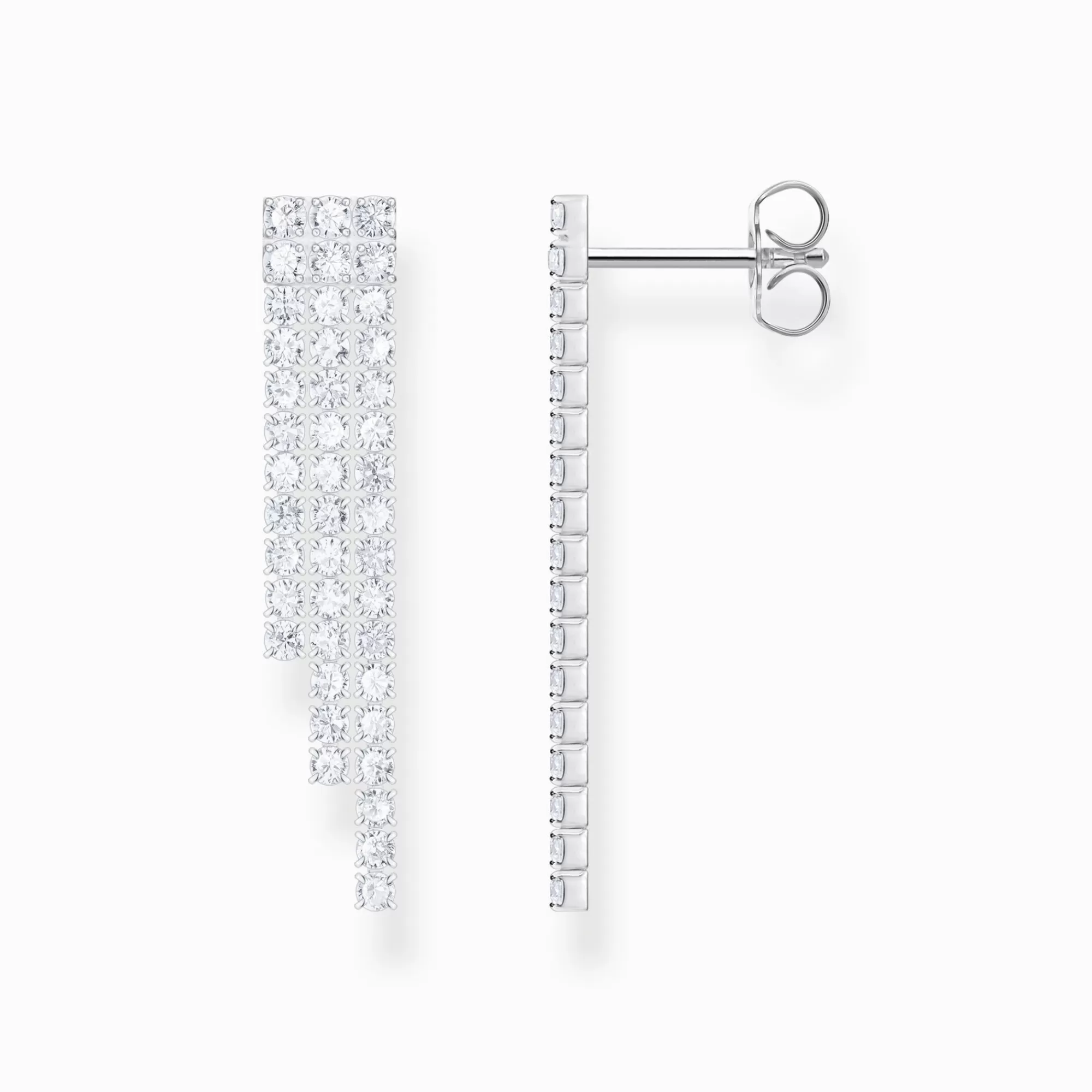 THOMAS SABO Silver earrings in waterfall design with white zirconia-Women Earrings | 925 Silver