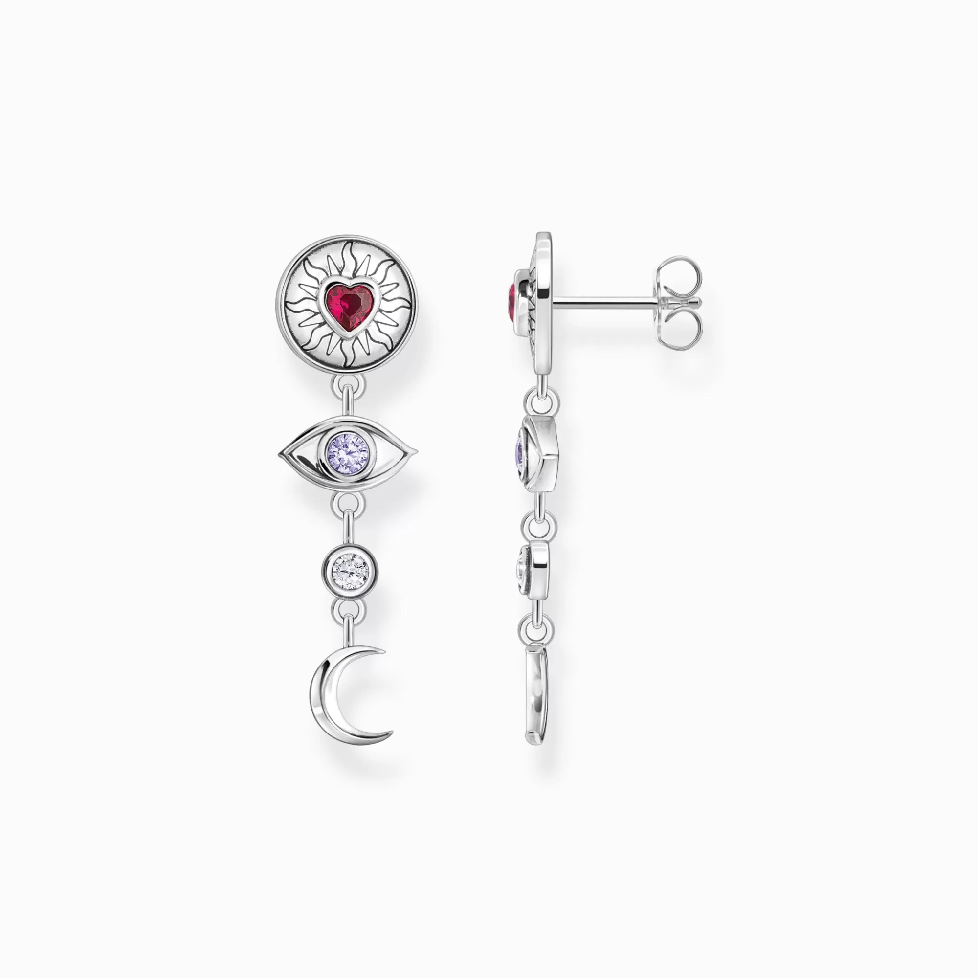 THOMAS SABO Silver earrings with different 3D symbols and colourful stones-Women Earrings