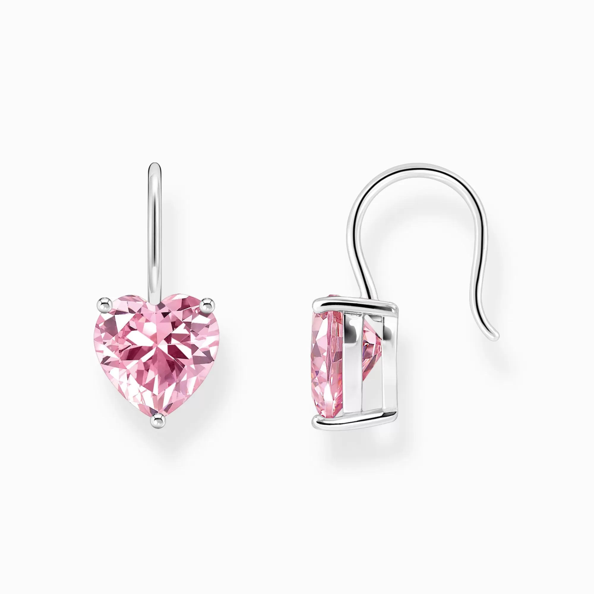 THOMAS SABO Silver earrings with pink heart-shaped zirconia-Women Earrings | 925 Silver