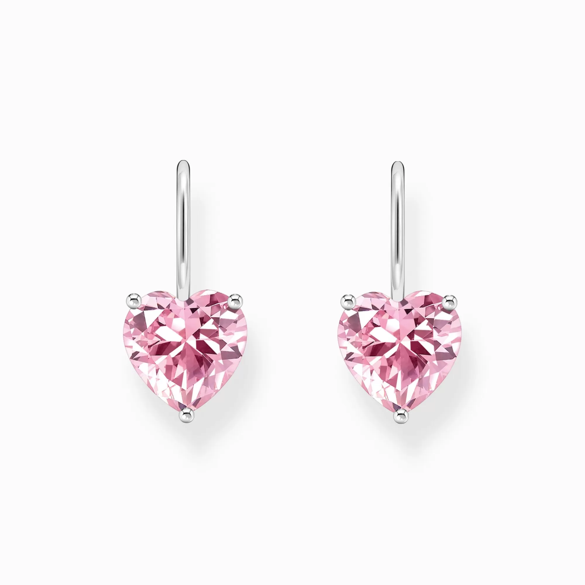 THOMAS SABO Silver earrings with pink heart-shaped zirconia-Women Earrings | 925 Silver