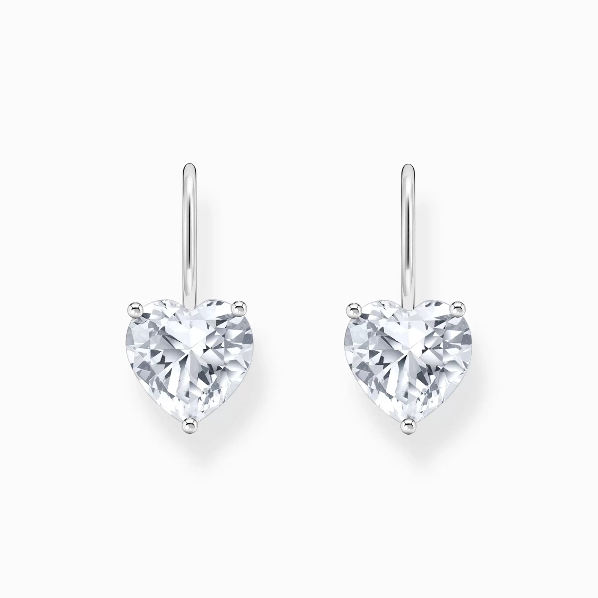 THOMAS SABO Silver earrings with white heart-shaped zirconia-Women Earrings