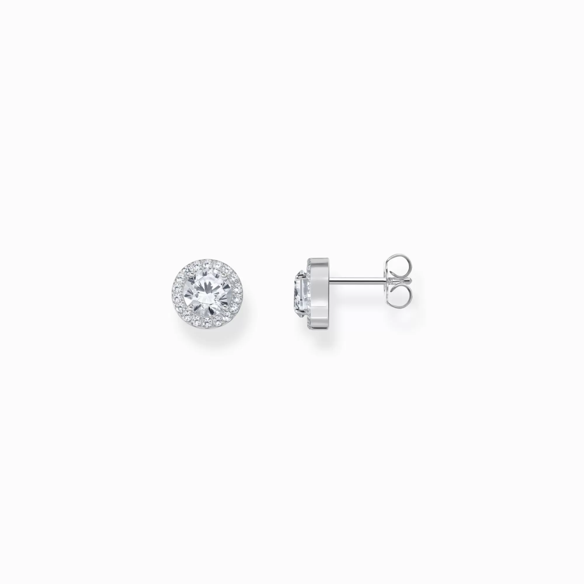 THOMAS SABO Silver halo ear studs with white zirconia in brilliant cut-Women Ear Studs | 925 Silver