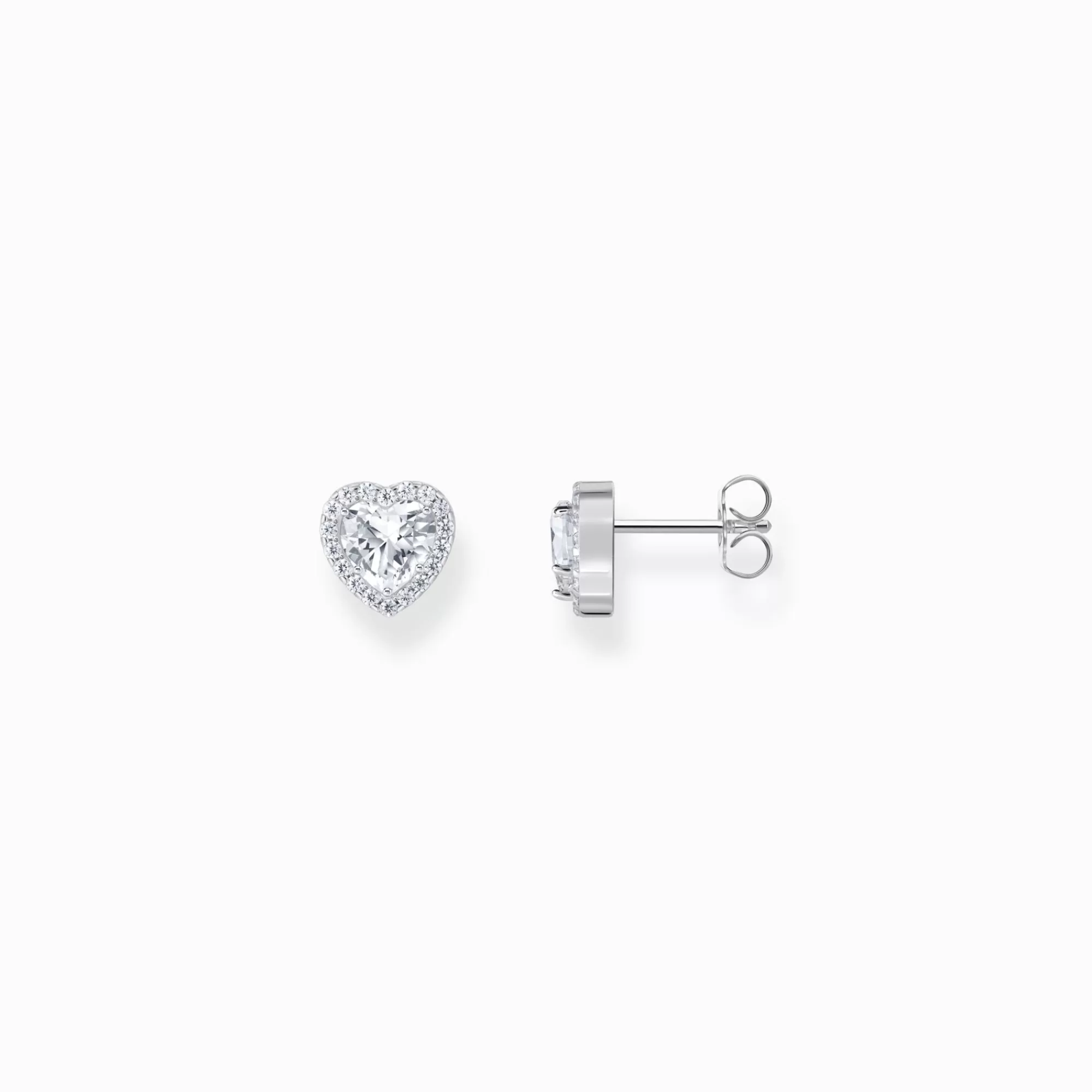 THOMAS SABO Silver heart-shaped halo ear studs with white zirconia-Women Ear Studs | 925 Silver