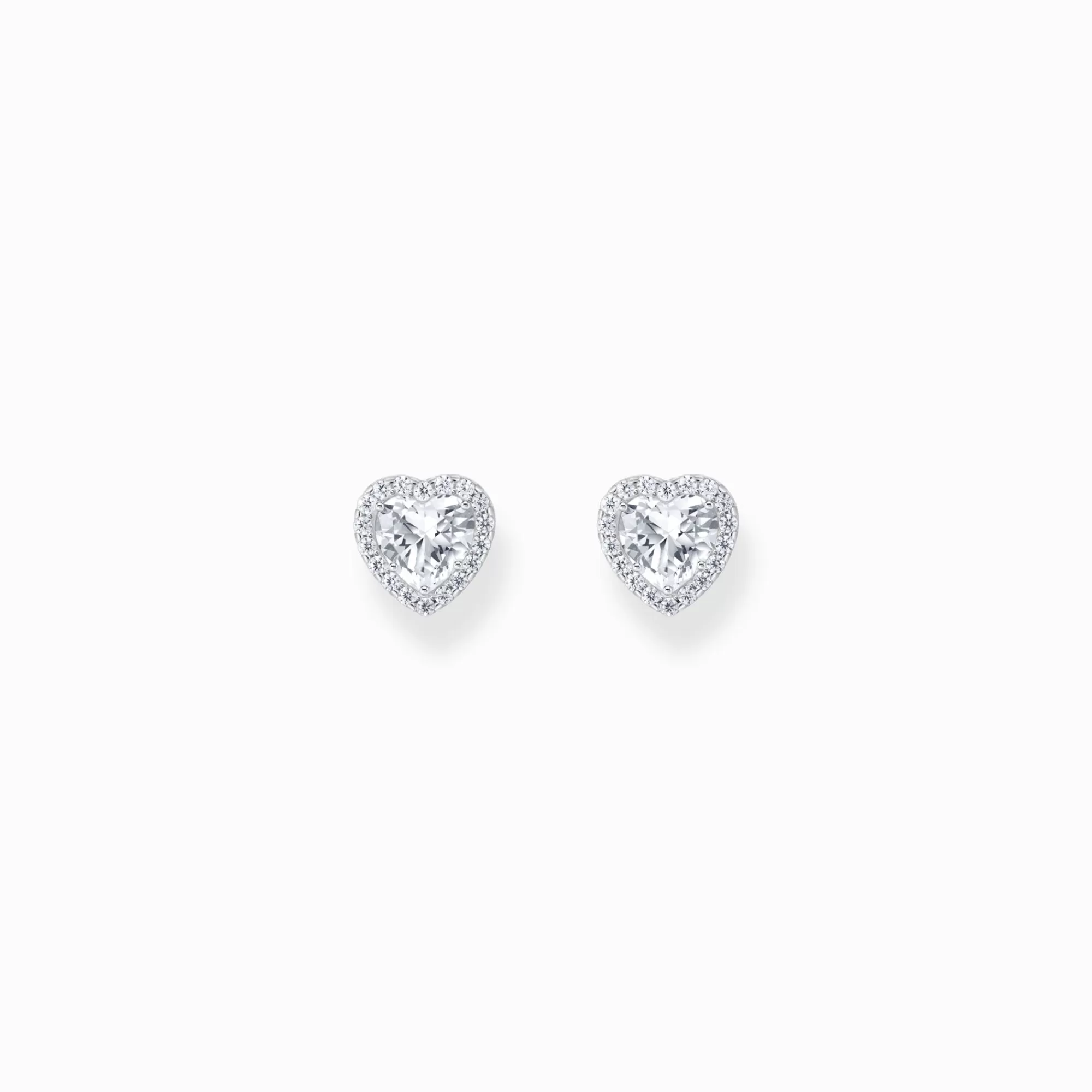 THOMAS SABO Silver heart-shaped halo ear studs with white zirconia-Women Ear Studs | 925 Silver