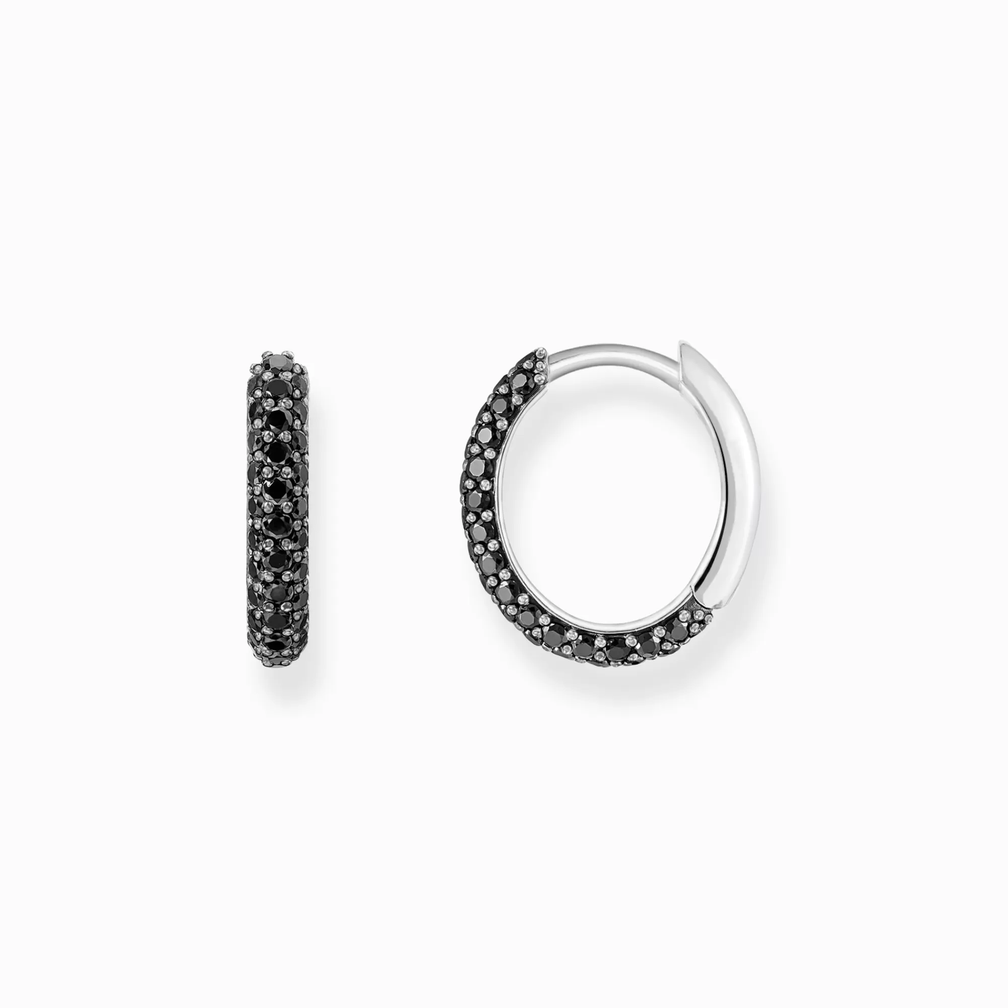 THOMAS SABO Silver hoop earrings with black zirconia pavé-Women Hoop Earrings | 925 Silver