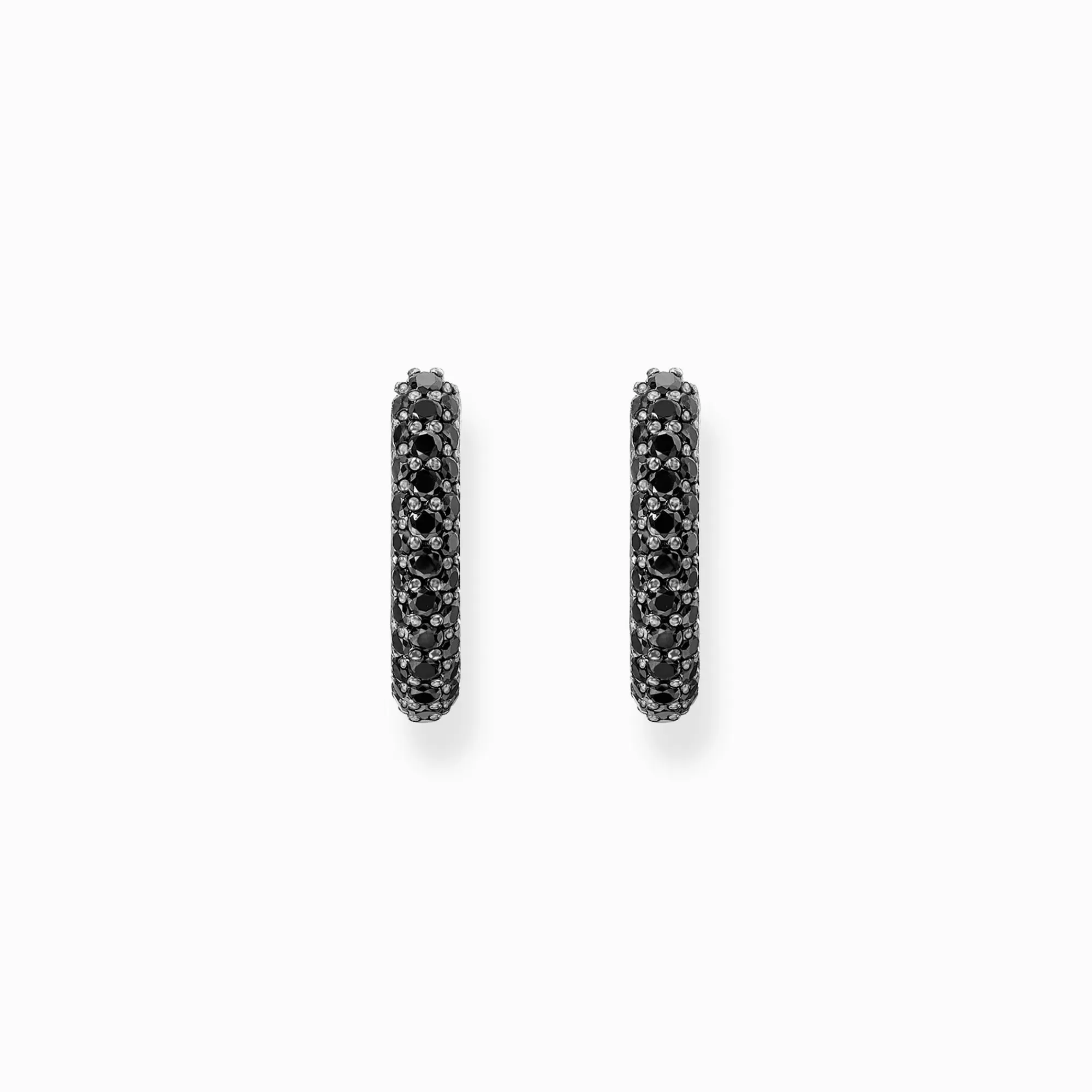 THOMAS SABO Silver hoop earrings with black zirconia pavé-Women Hoop Earrings | 925 Silver