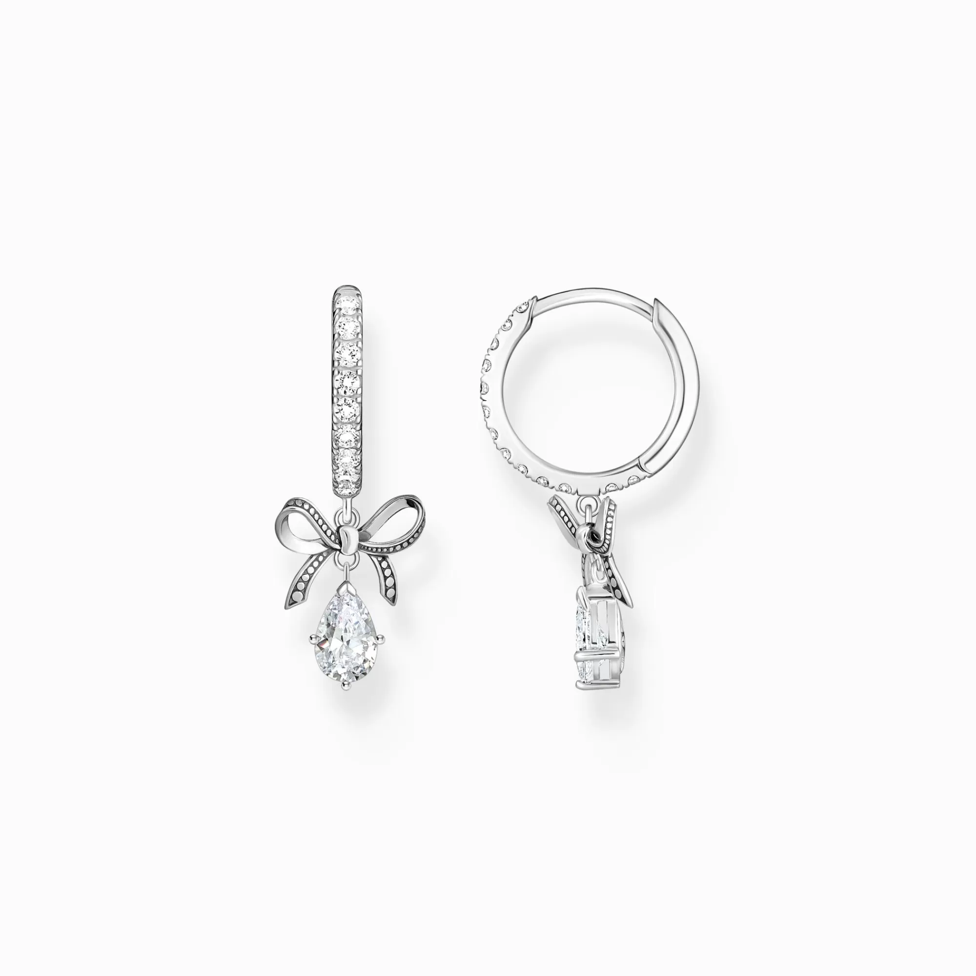 THOMAS SABO Silver hoop earrings with bow pendant-Women Hoop Earrings | 925 Silver