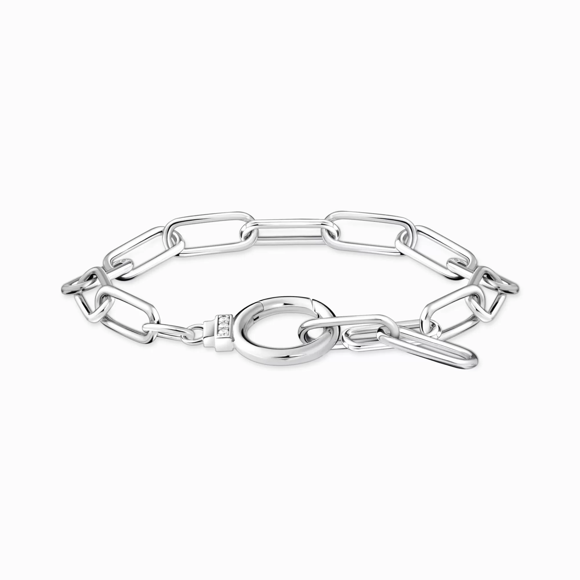 THOMAS SABO Silver link bracelet with white zirconia and ring clasp-Women Bracelets | 925 Silver