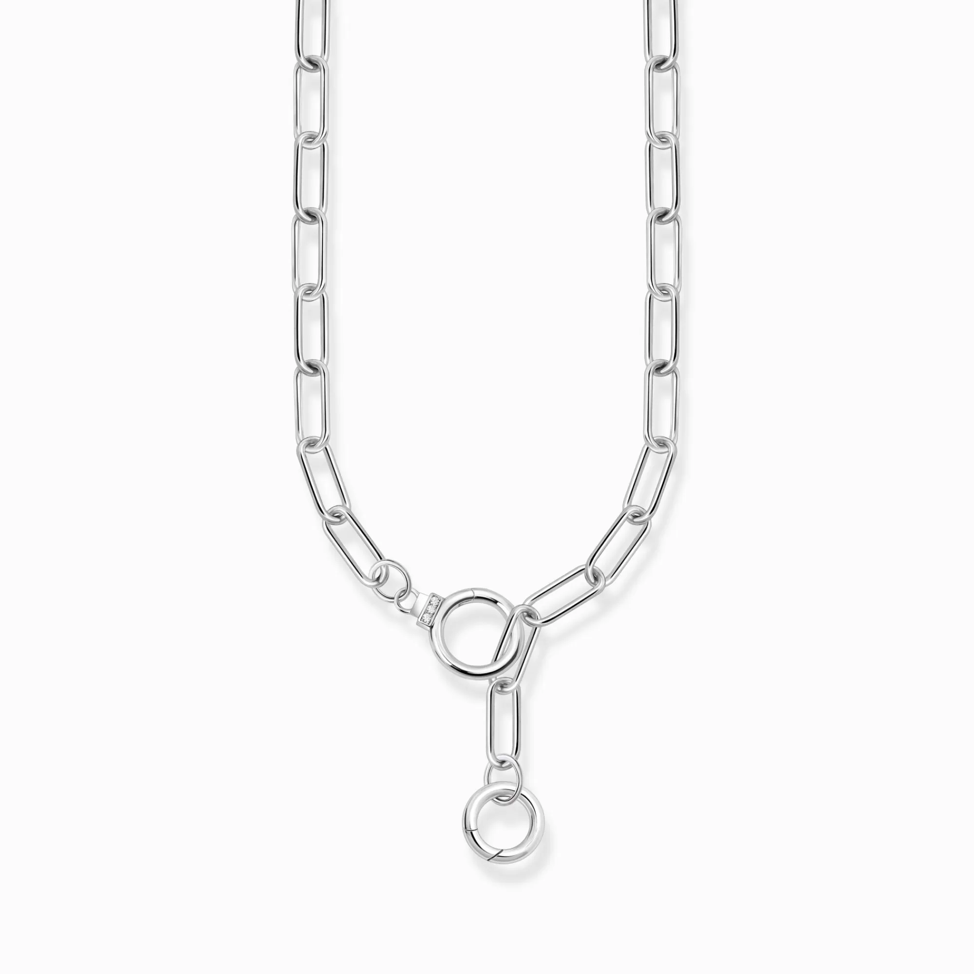 THOMAS SABO Silver link necklace with two ring clasps and white zirconia-Women Necklaces | 925 Silver