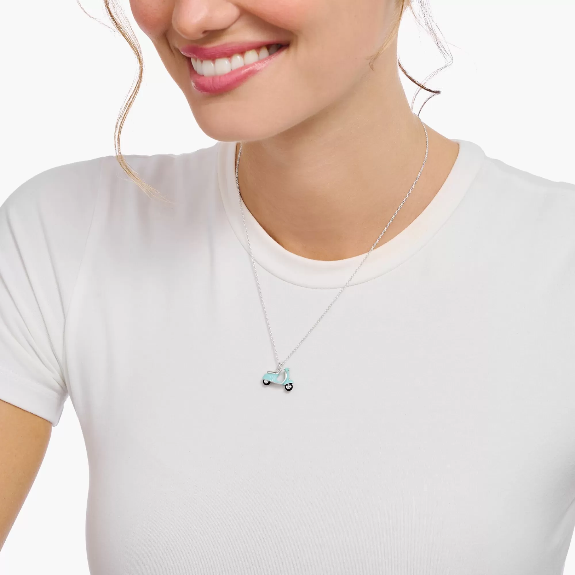 THOMAS SABO Silver neckalce with motor scooter pendant and cold enamel-Women Necklaces | 925 Silver