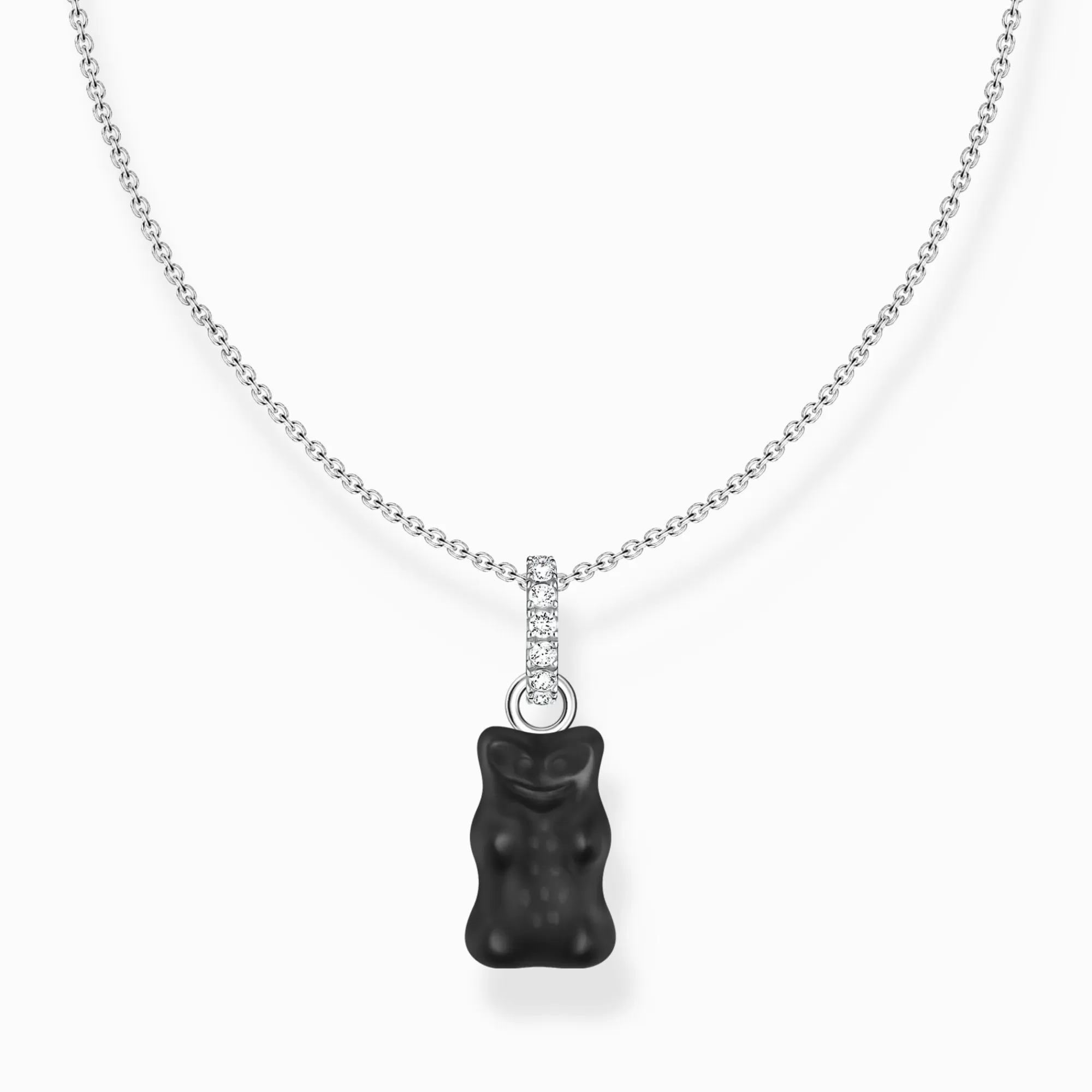 THOMAS SABO Silver necklace with black goldbears pendant and zirconia-Women Necklaces | Black