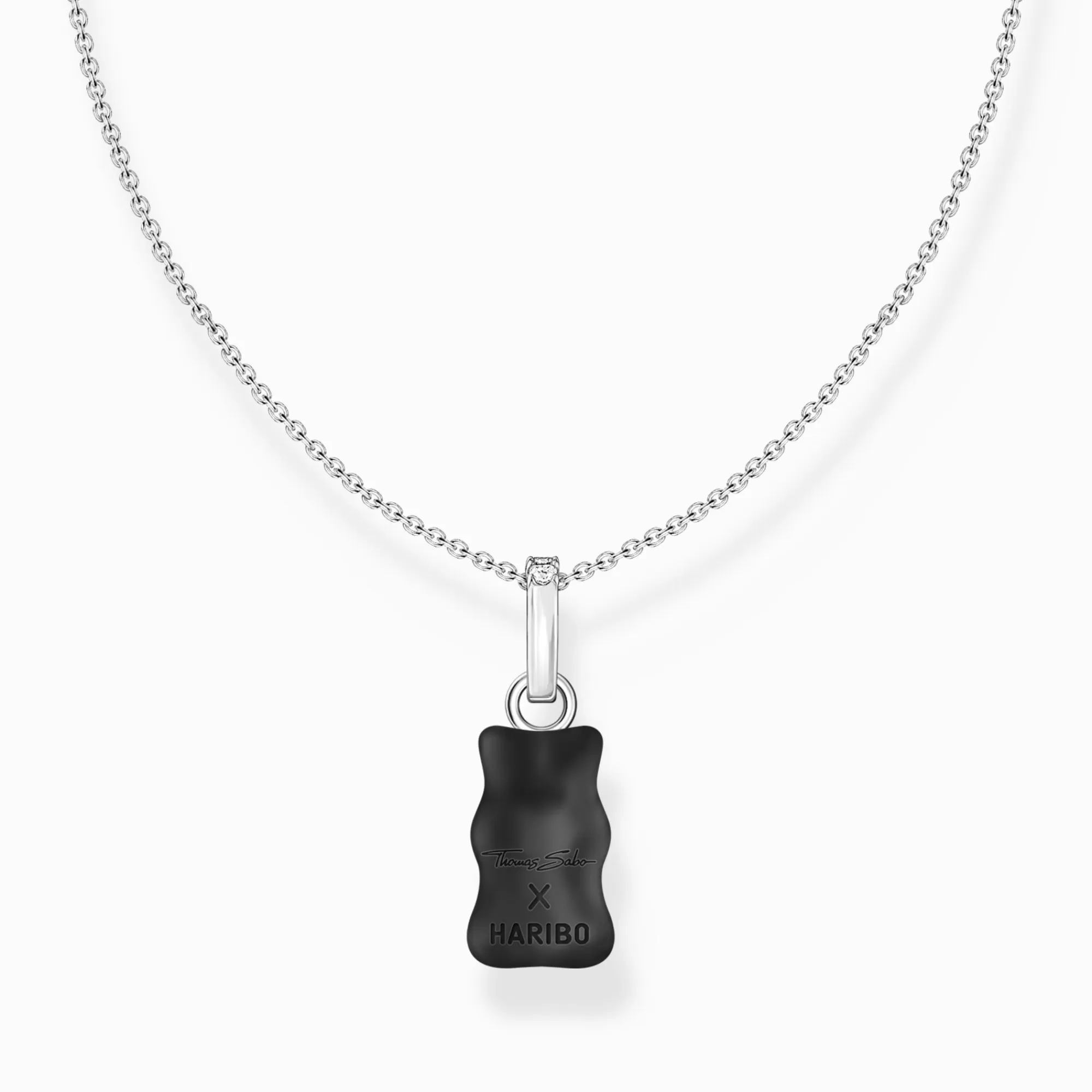 THOMAS SABO Silver necklace with black goldbears pendant and zirconia-Women Necklaces | Black