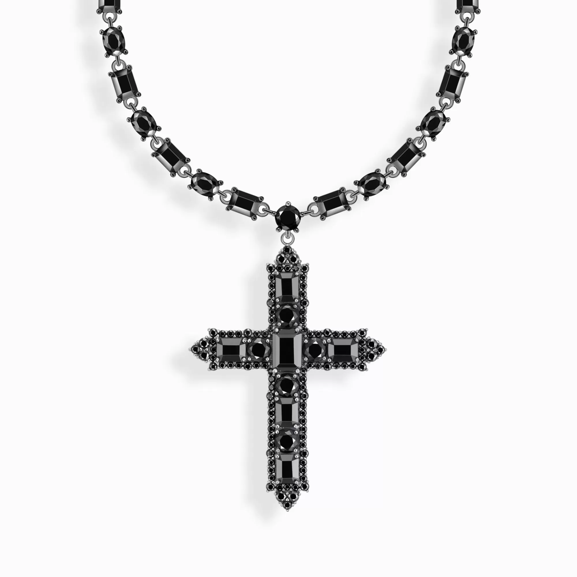 THOMAS SABO Silver necklace with cross pendant and black zirconia-Women Necklaces | 925 Silver