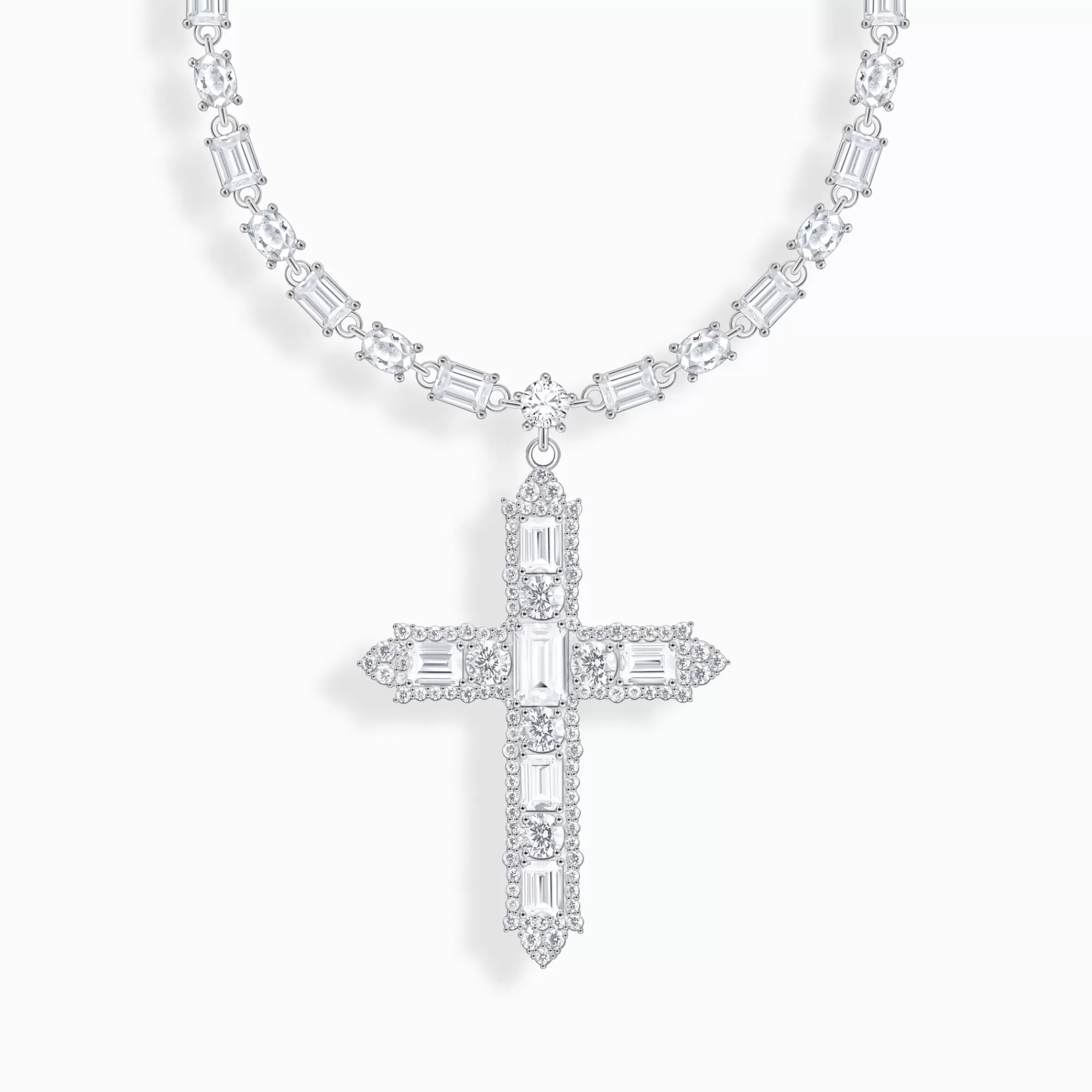 THOMAS SABO Silver necklace with cross pendant and white zirconia-Women Necklaces | 925 Silver