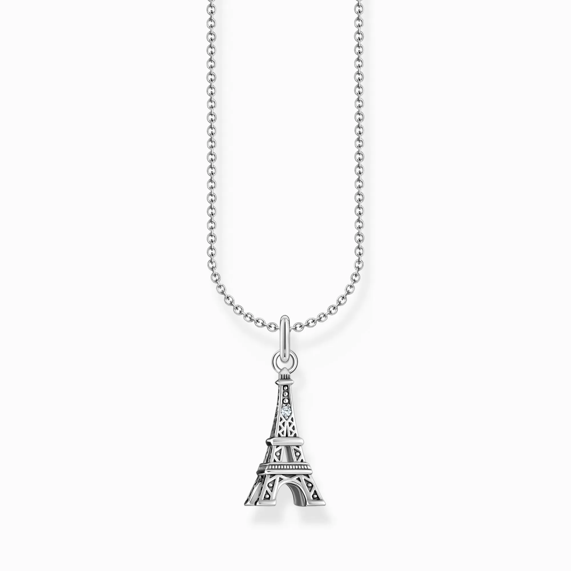 THOMAS SABO Silver necklace with Eiffel Tower pendant and zirconia-Women Necklaces