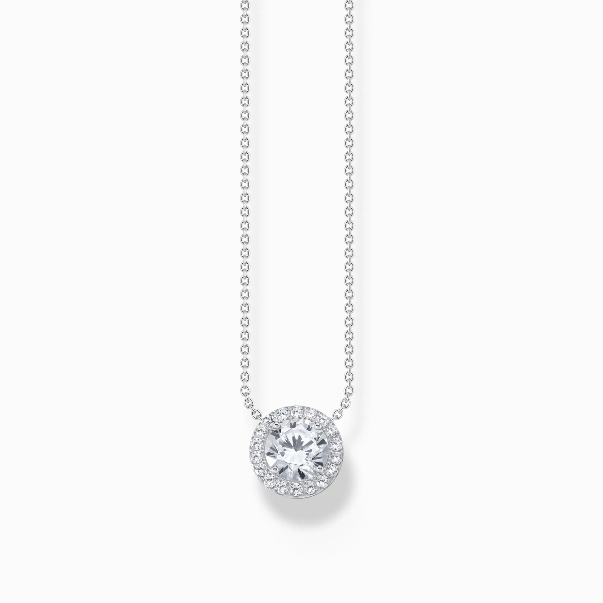 THOMAS SABO Silver necklace with halo pedant with white zirconia-Women Necklaces | 925 Silver