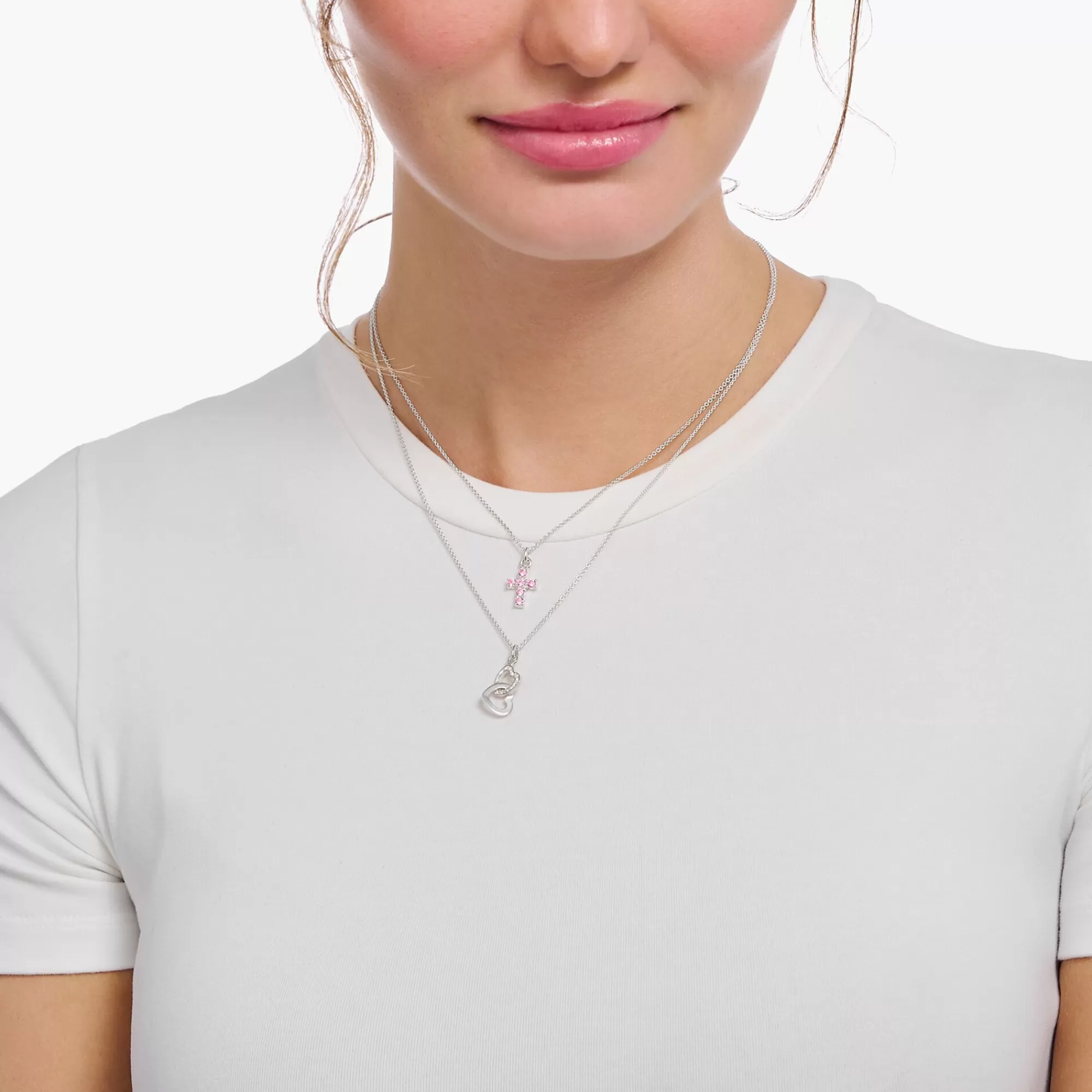 THOMAS SABO Silver necklace with intertwined hearts pendant and zirconia-Women Necklaces | 925 Silver