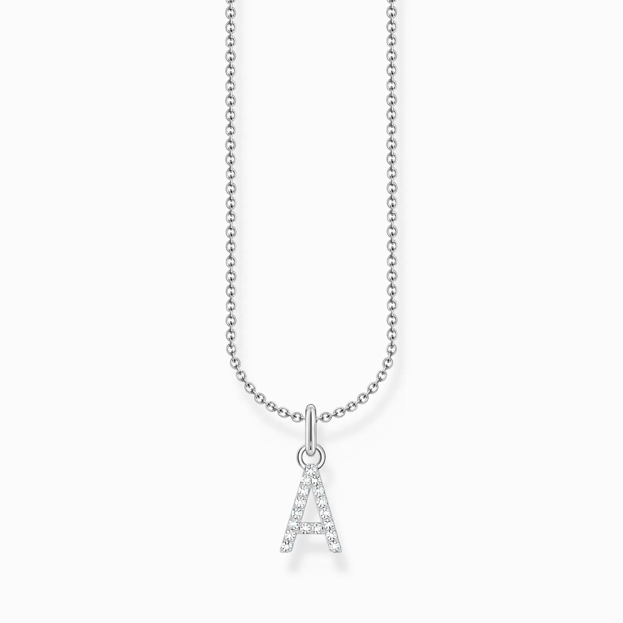 THOMAS SABO Silver necklace with letter pendant A and white zirconia-Women Necklaces | 925 Silver