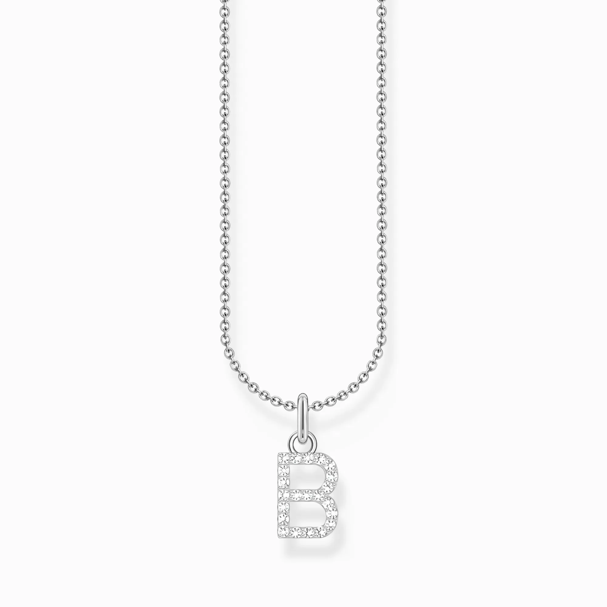 THOMAS SABO Silver necklace with letter pendant B and white zirconia-Women Necklaces | 925 Silver