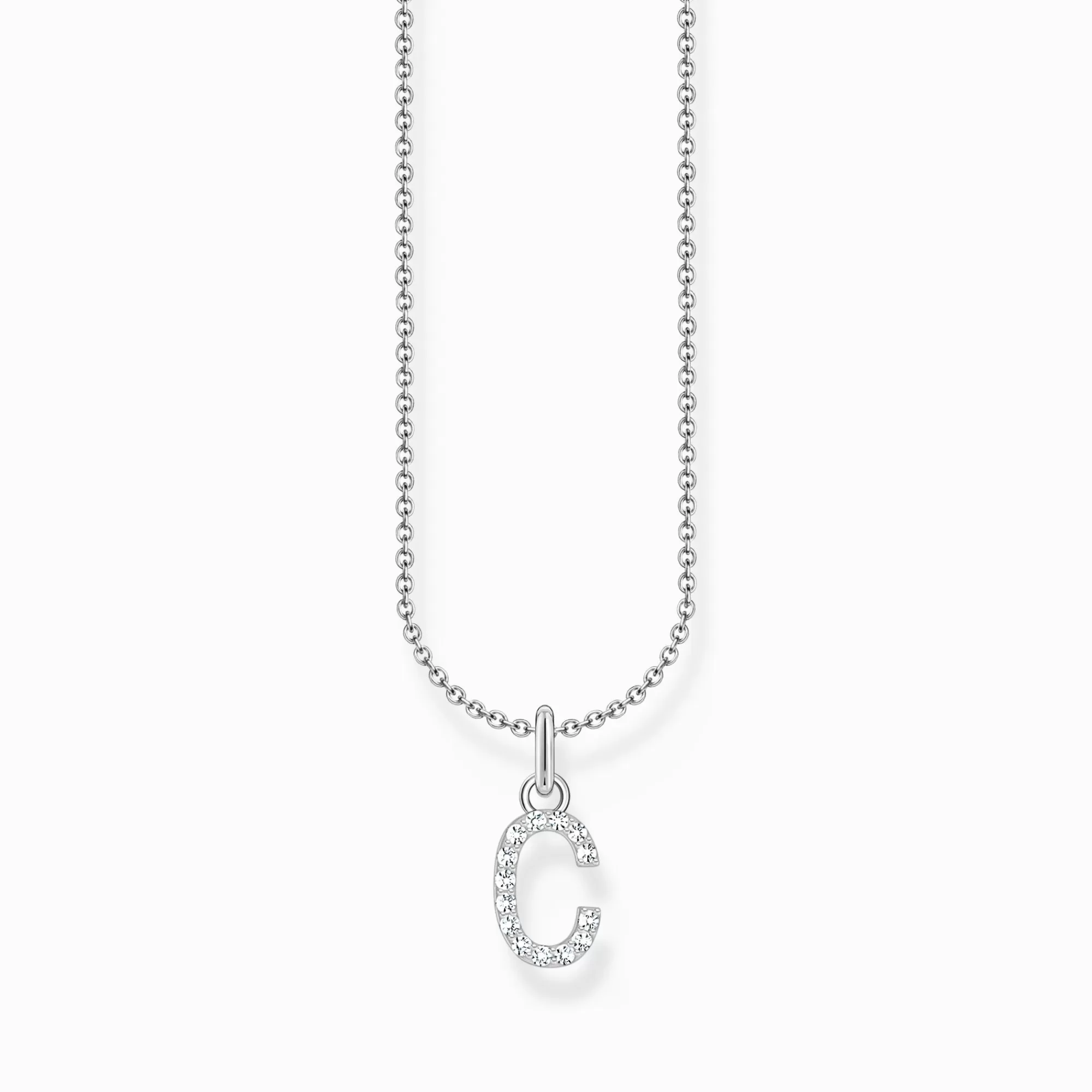 THOMAS SABO Silver necklace with letter pendant C and white zirconia-Women Necklaces | 925 Silver