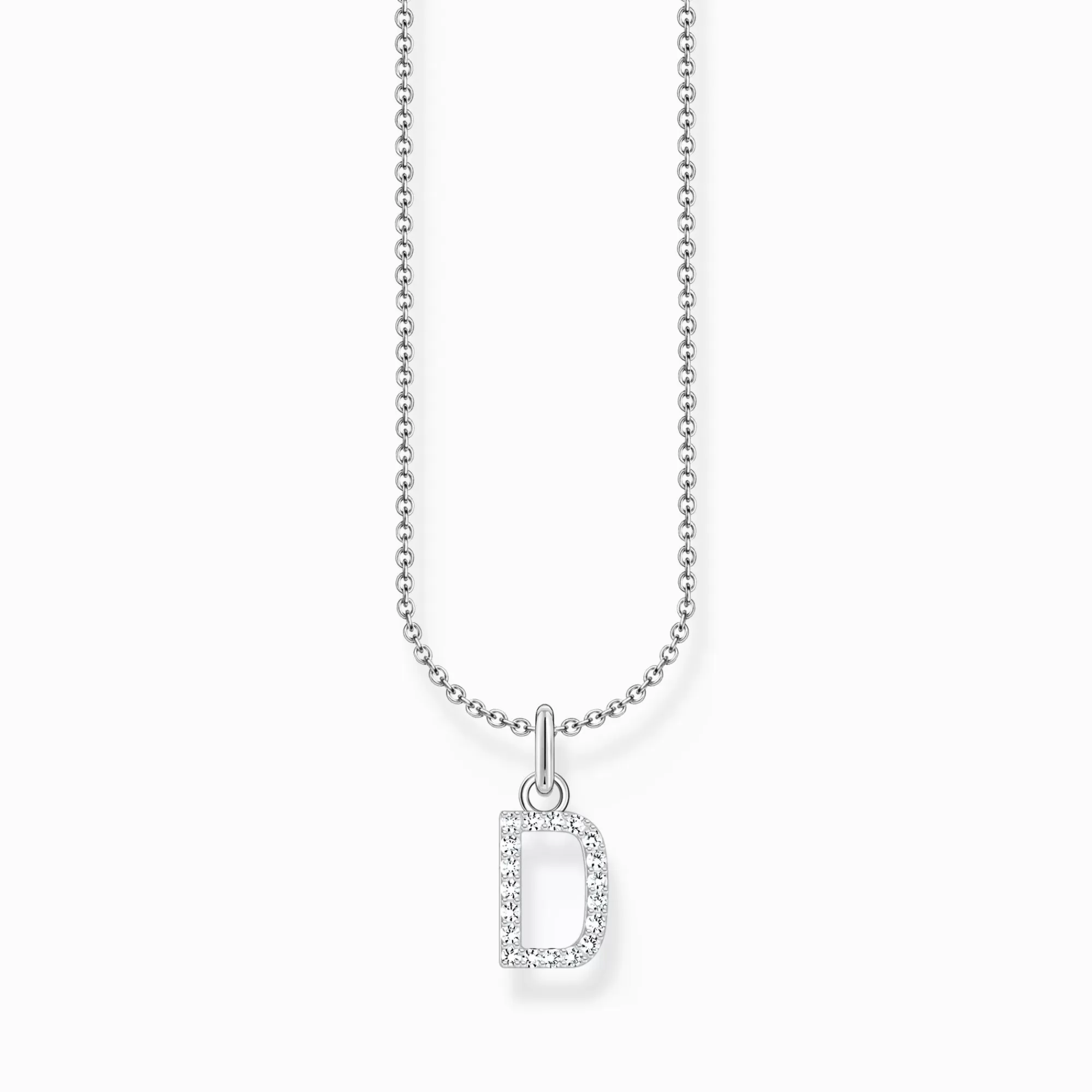 THOMAS SABO Silver necklace with letter pendant D and white zirconia-Women Necklaces | 925 Silver