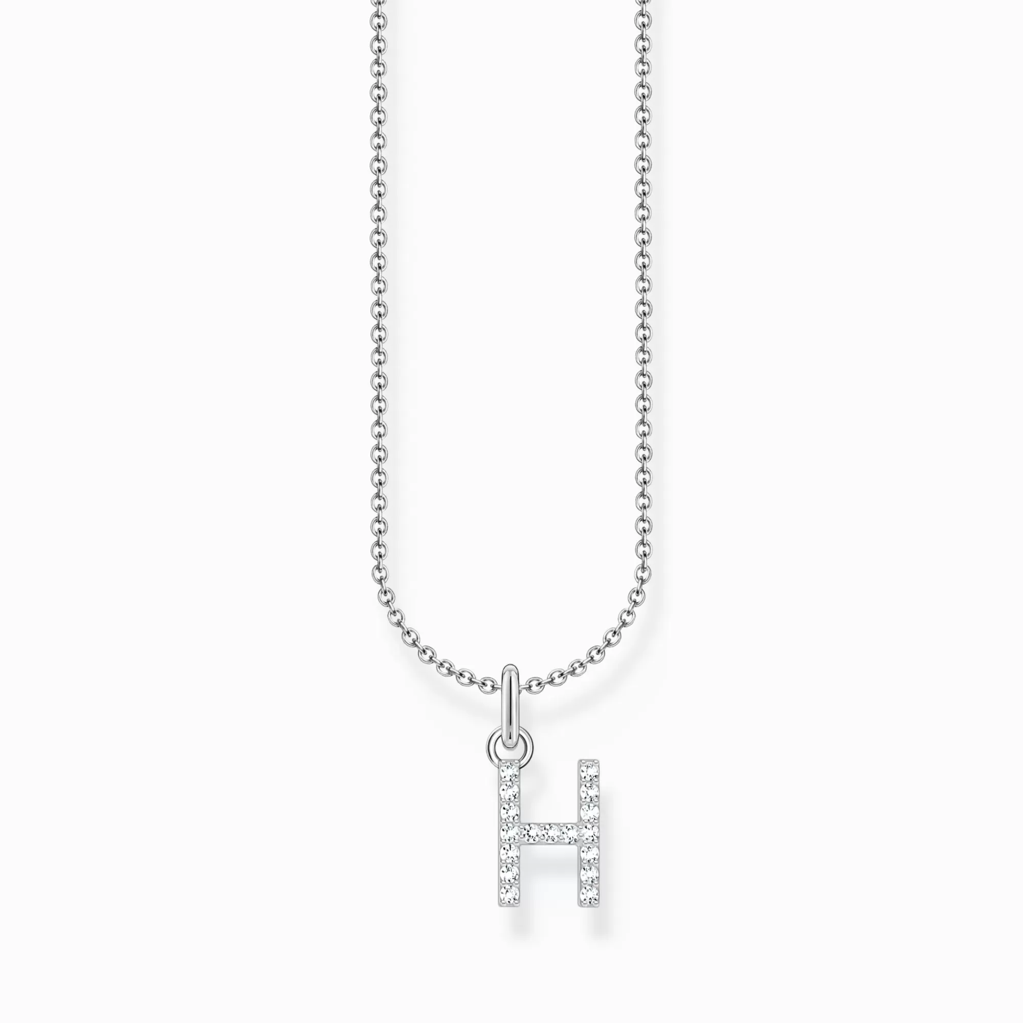 THOMAS SABO Silver necklace with letter pendant H and white zirconia-Women Necklaces