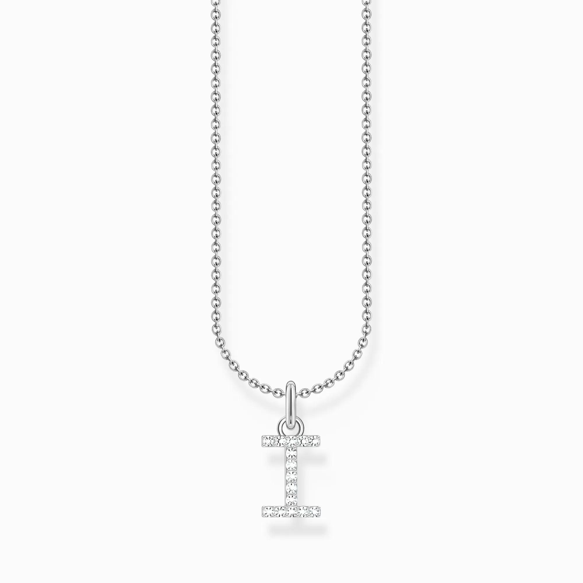 THOMAS SABO Silver necklace with letter pendant I and white zirconia-Women Necklaces