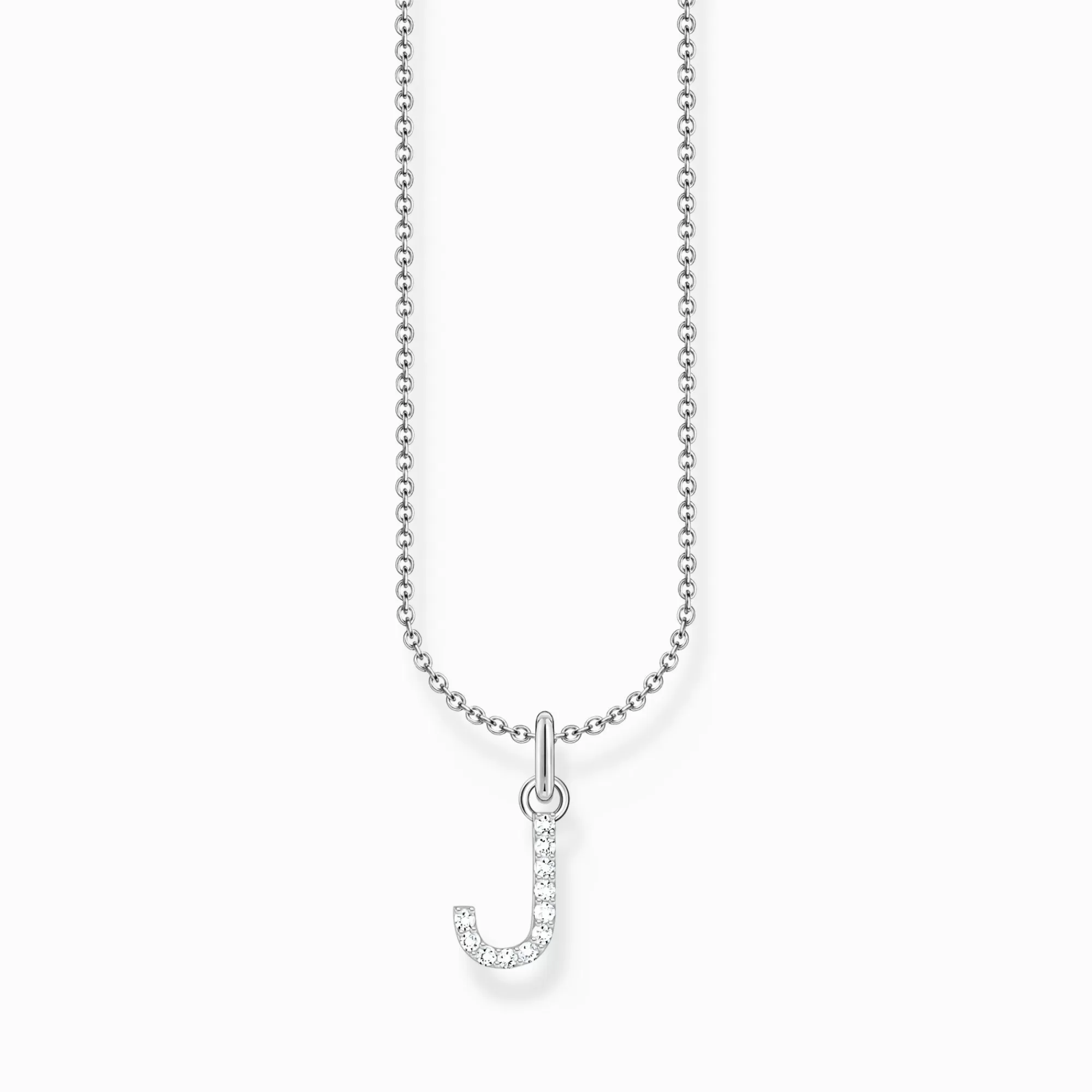 THOMAS SABO Silver necklace with letter pendant J and white zirconia-Women Necklaces