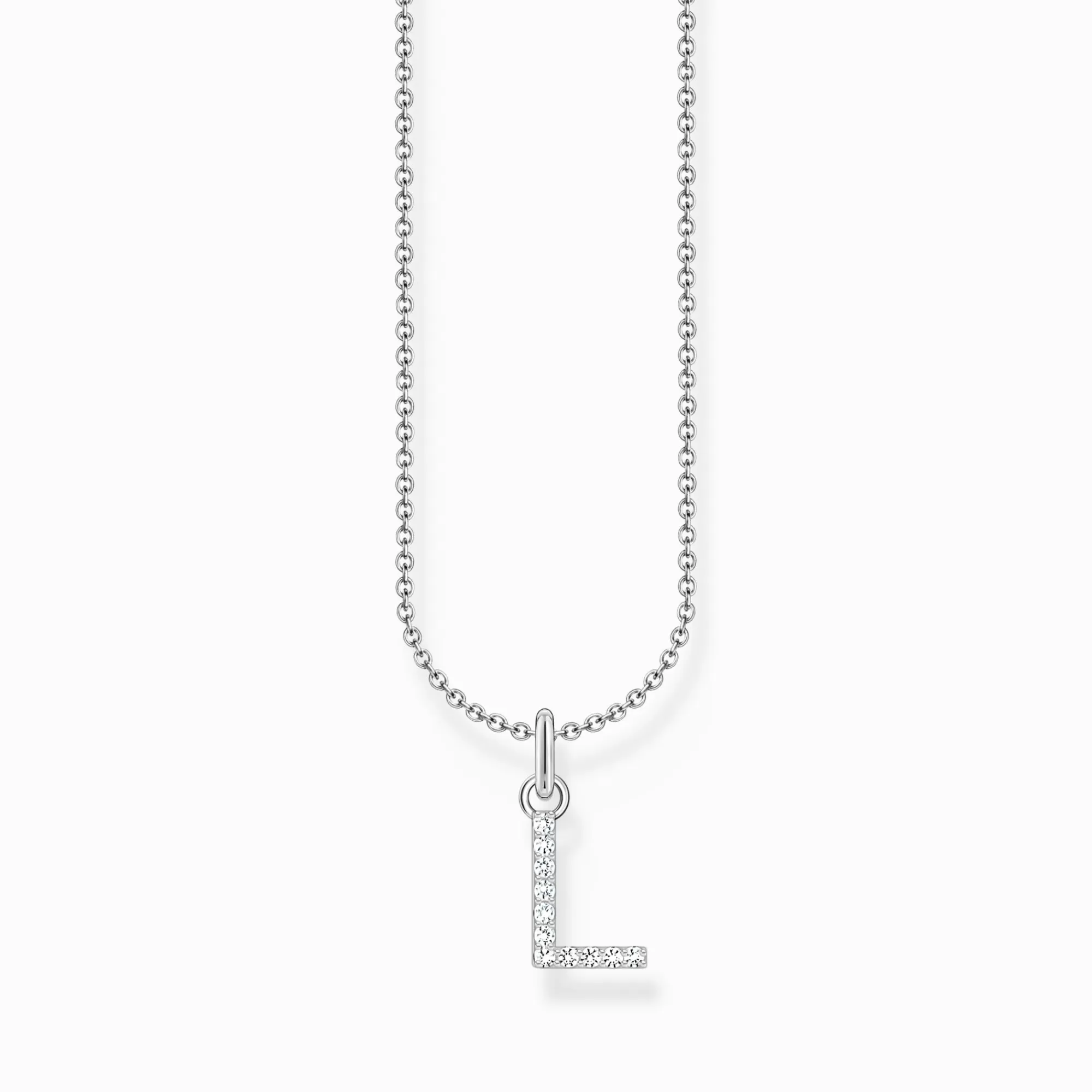 THOMAS SABO Silver necklace with letter pendant L and white zirconia-Women Necklaces