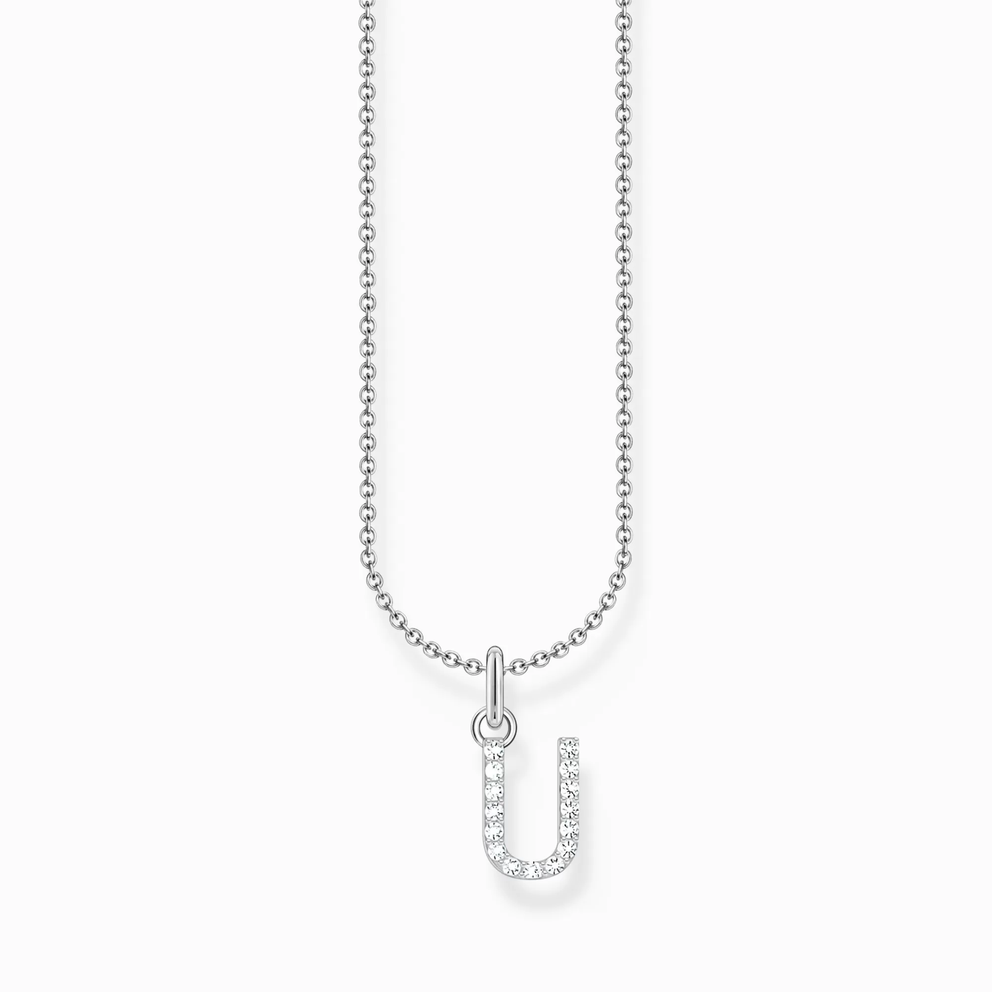 THOMAS SABO Silver necklace with letter pendant U and white zirconia-Women Necklaces