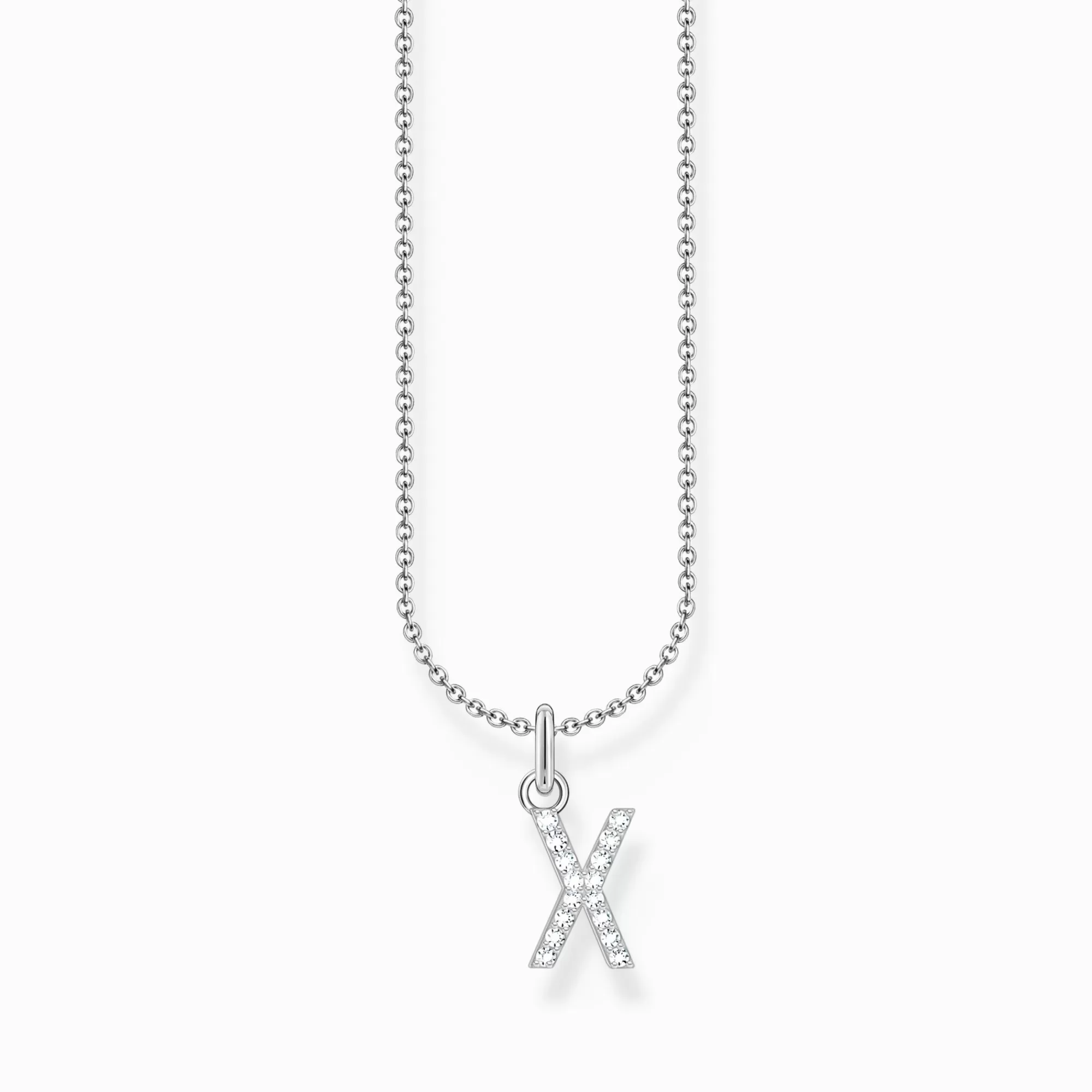 THOMAS SABO Silver necklace with letter pendant X and white zirconia-Women Necklaces