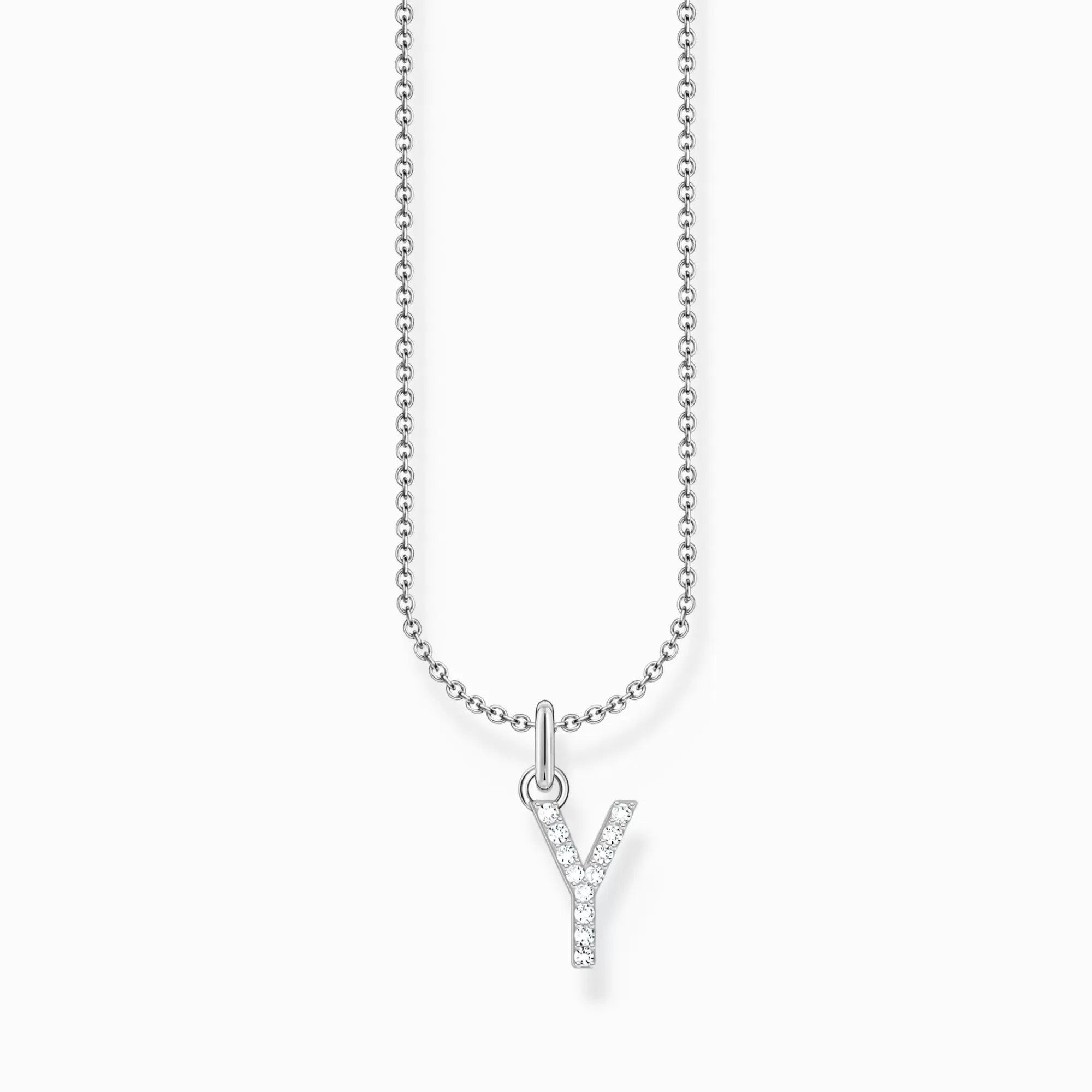 THOMAS SABO Silver necklace with letter pendant Y and white zirconia-Women Necklaces