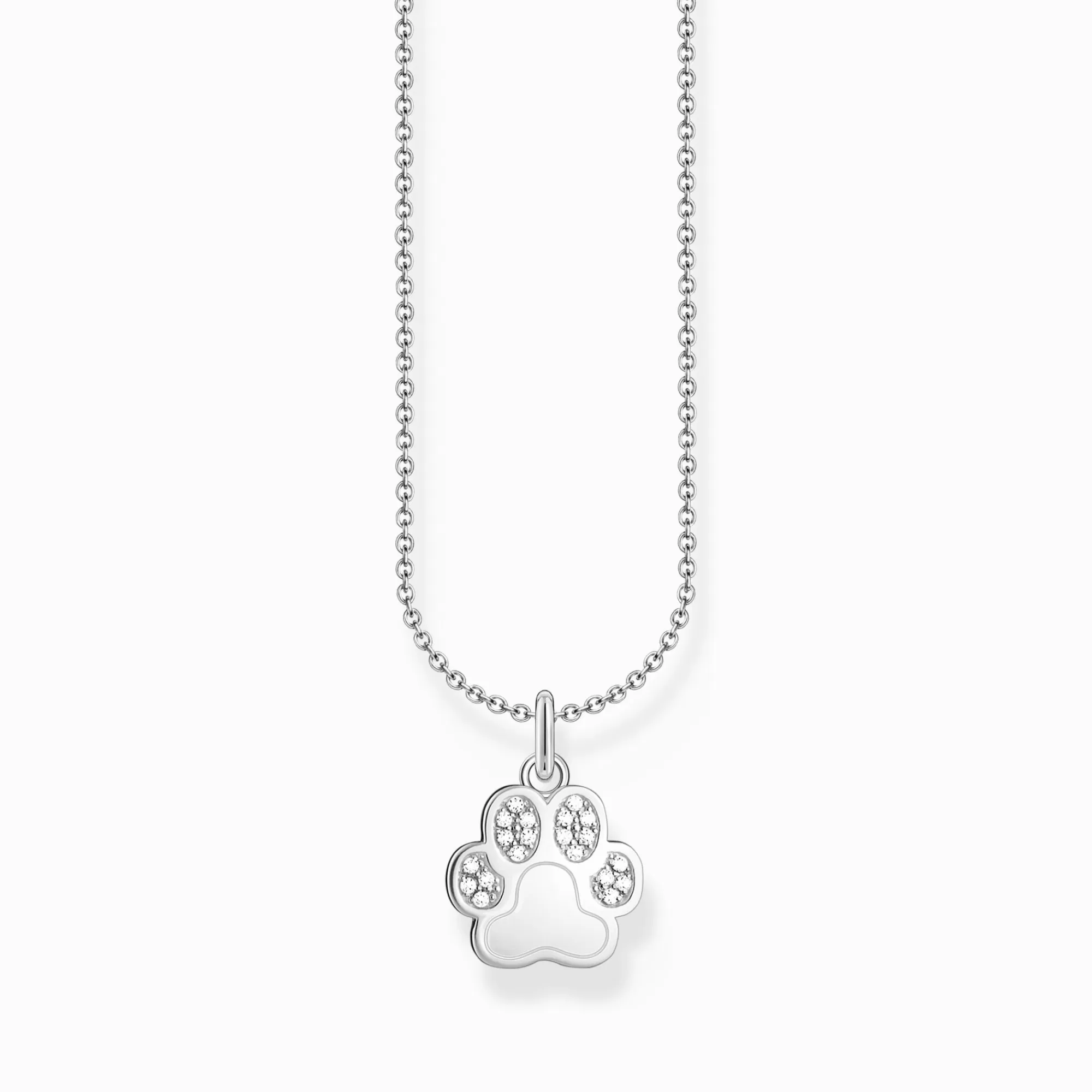 THOMAS SABO Silver necklace with paw pendant and white zirconia-Women Necklaces | 925 Silver