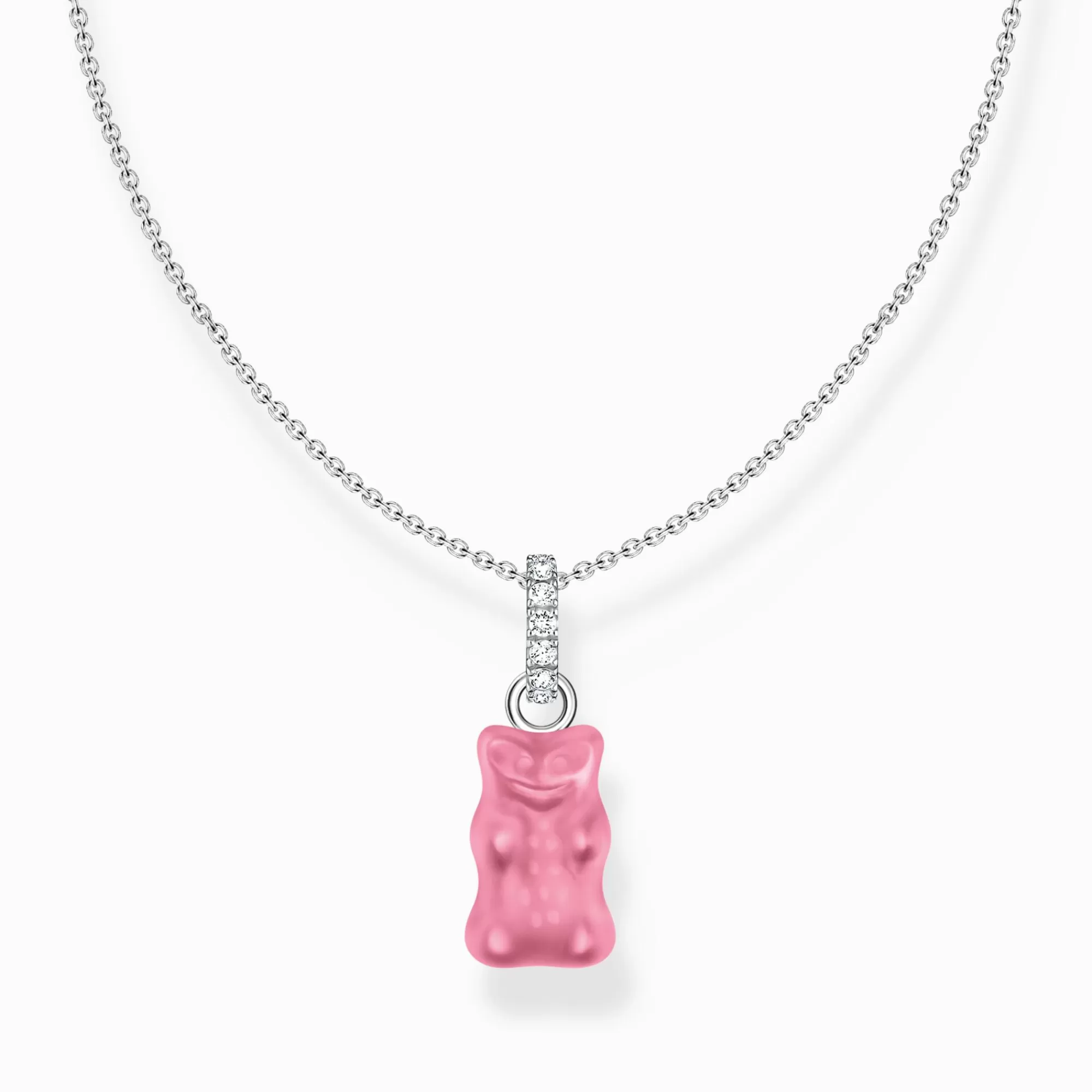 THOMAS SABO Silver necklace with pink Goldbears pendant and zirconia-Women Necklaces | 925 Silver