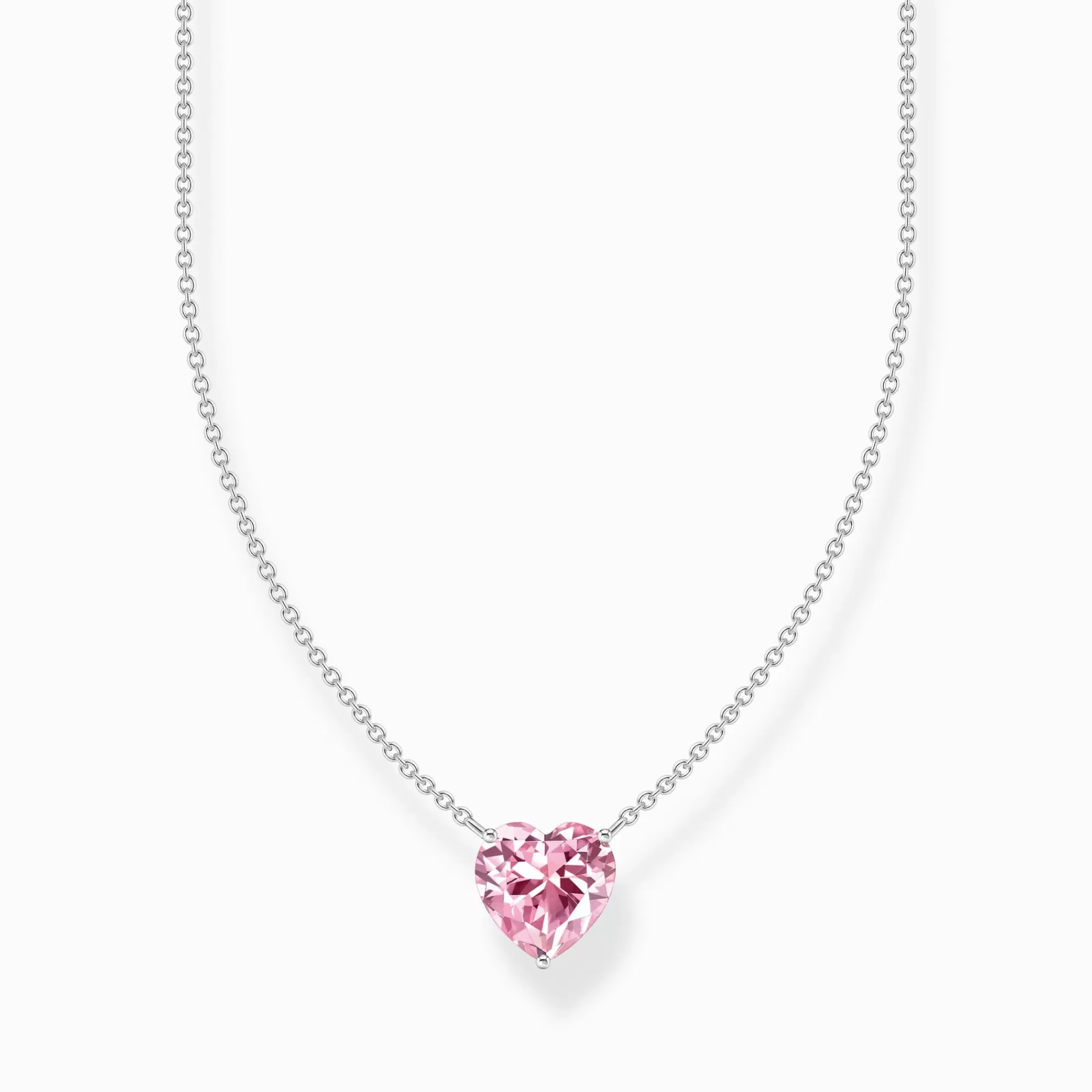 THOMAS SABO Silver necklace with pink heart-shaped pendant-Women Necklaces | 925 Silver