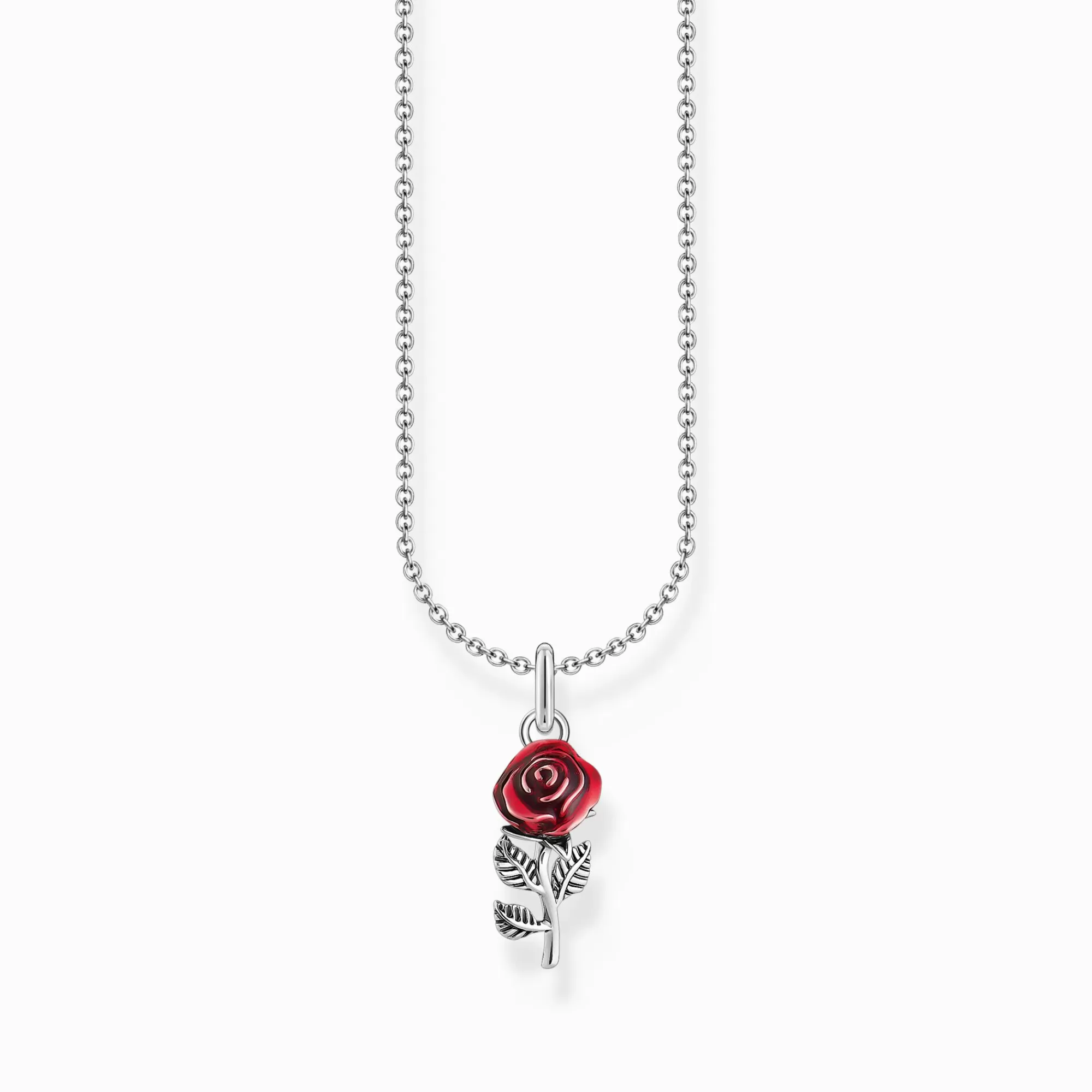 THOMAS SABO Silver necklace with red rose pendant and cold enamel-Women Necklaces | 925 Silver