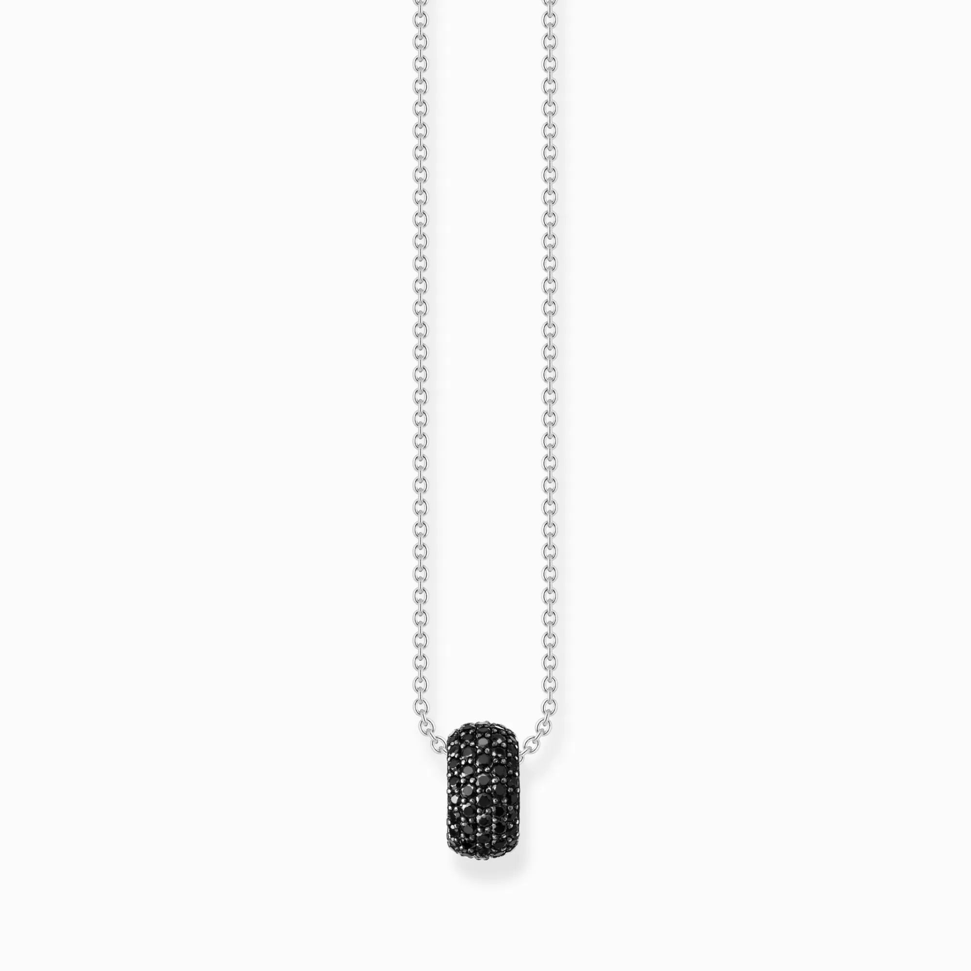 THOMAS SABO Silver necklace with ring pendant and black zirconia-Women Necklaces | 925 Silver