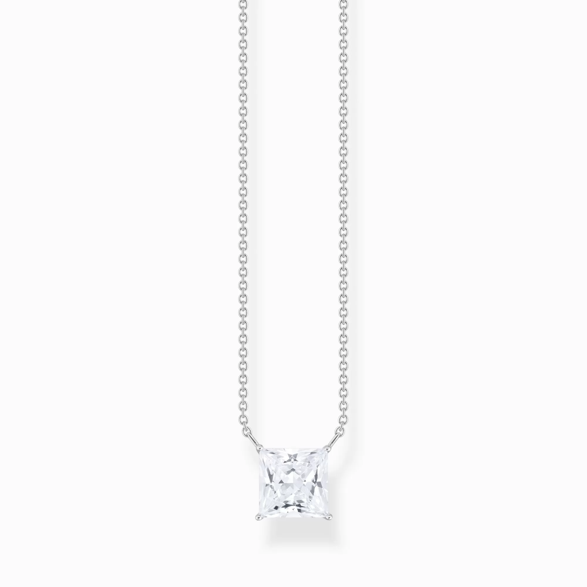 THOMAS SABO Silver necklace with square pedant and white zirconia-Women Necklaces | 925 Silver