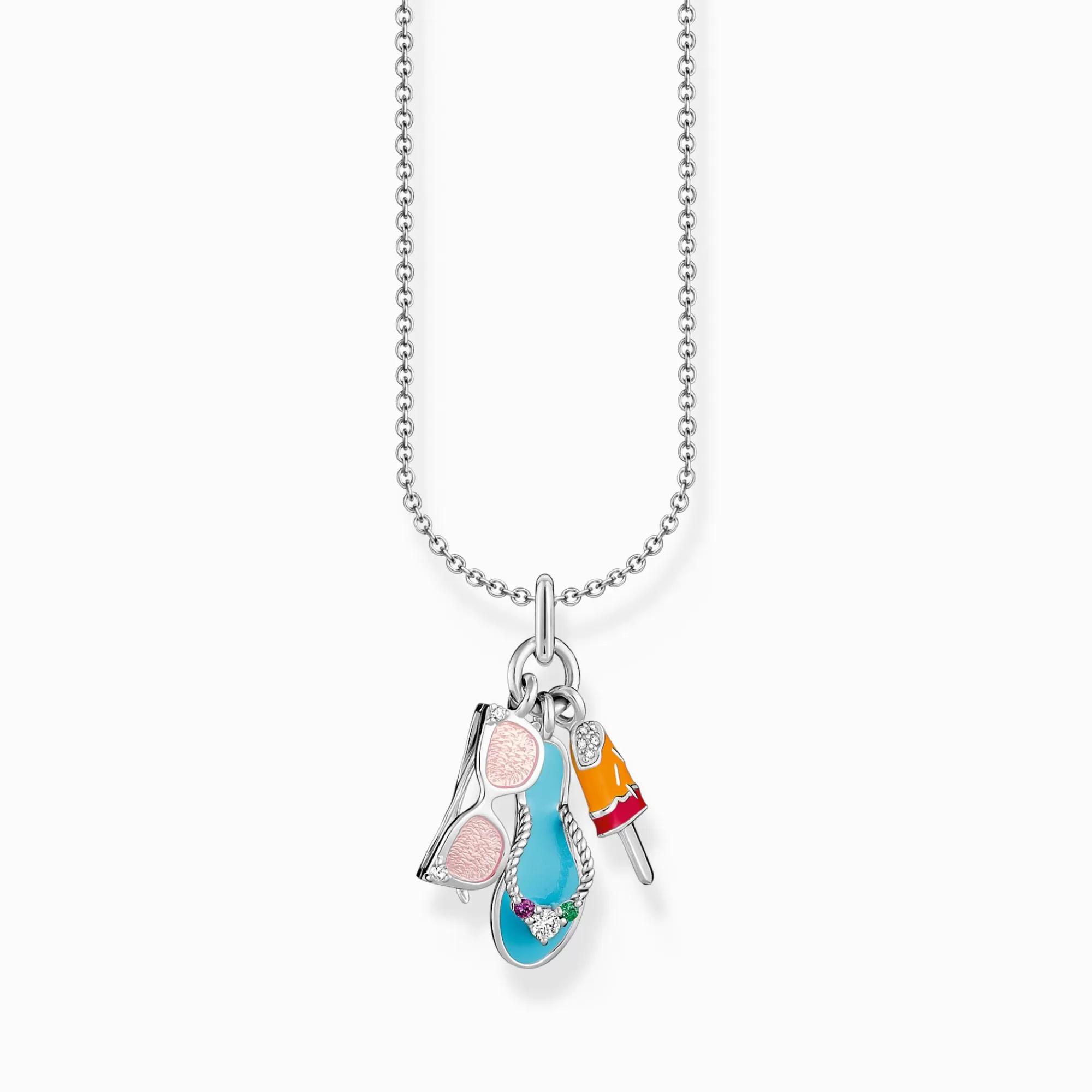 THOMAS SABO Silver necklace with triple pendant with cold enamel-Women Necklaces | 925 Silver