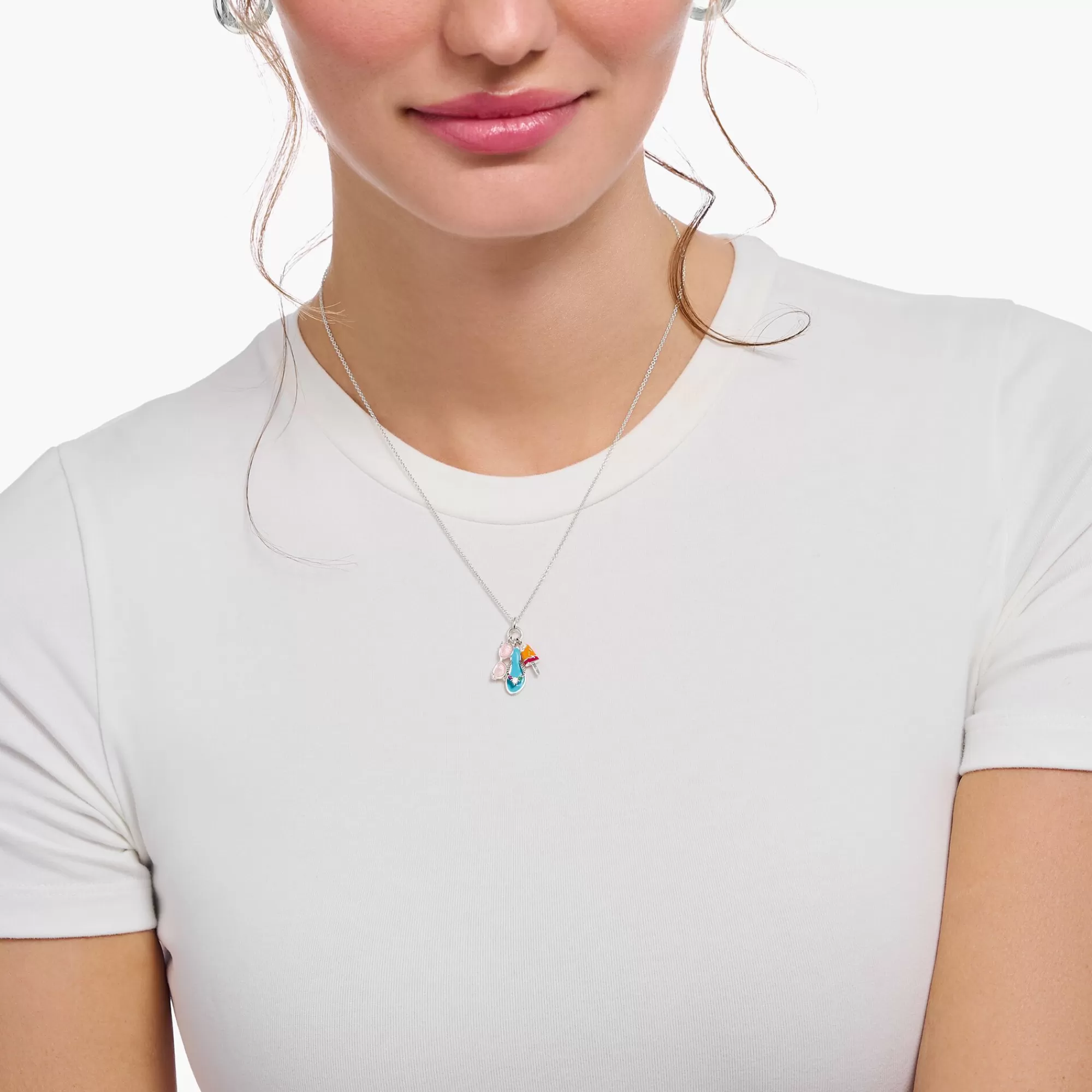 THOMAS SABO Silver necklace with triple pendant with cold enamel-Women Necklaces | 925 Silver