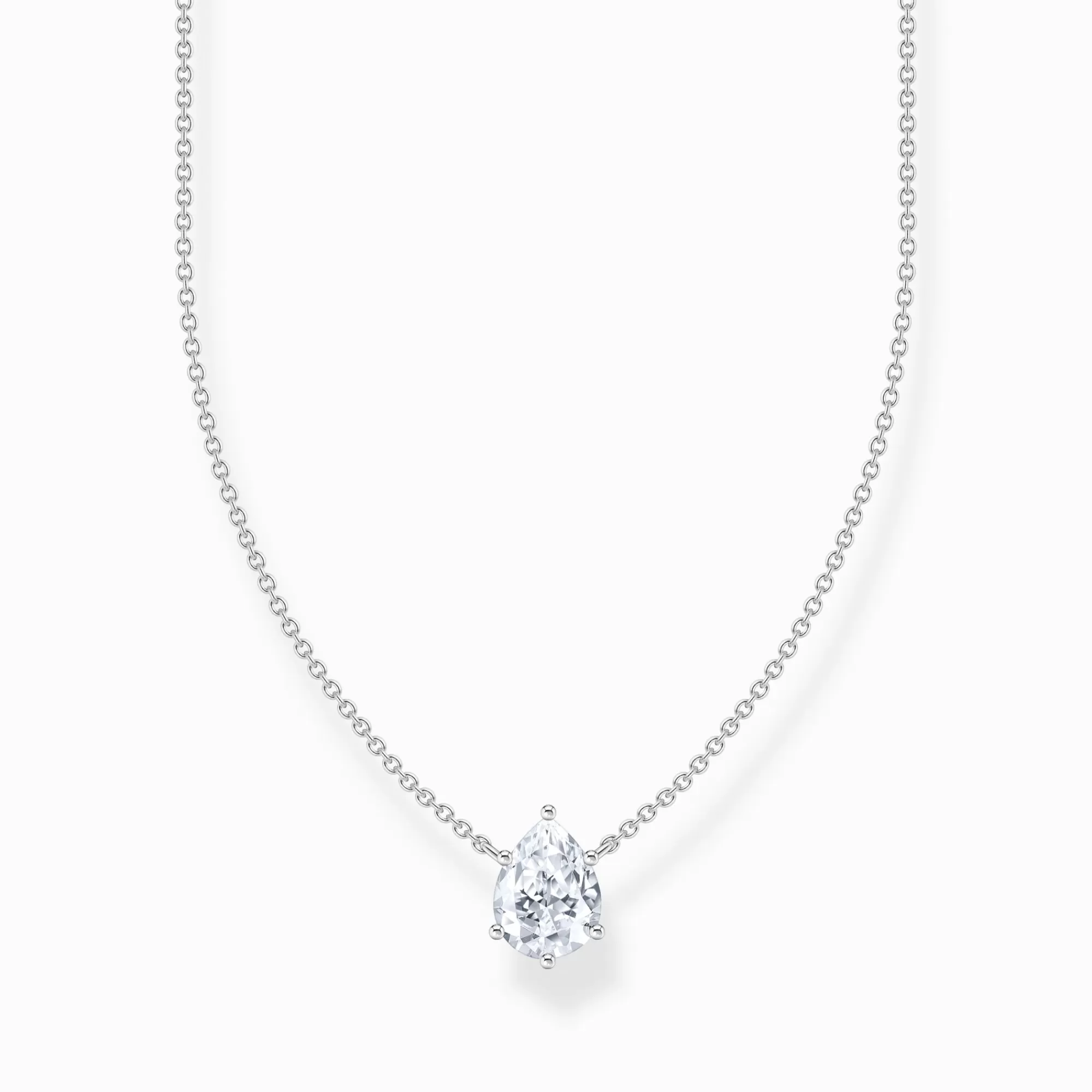 THOMAS SABO Silver necklace with white drop-shaped pendant-Women Necklaces