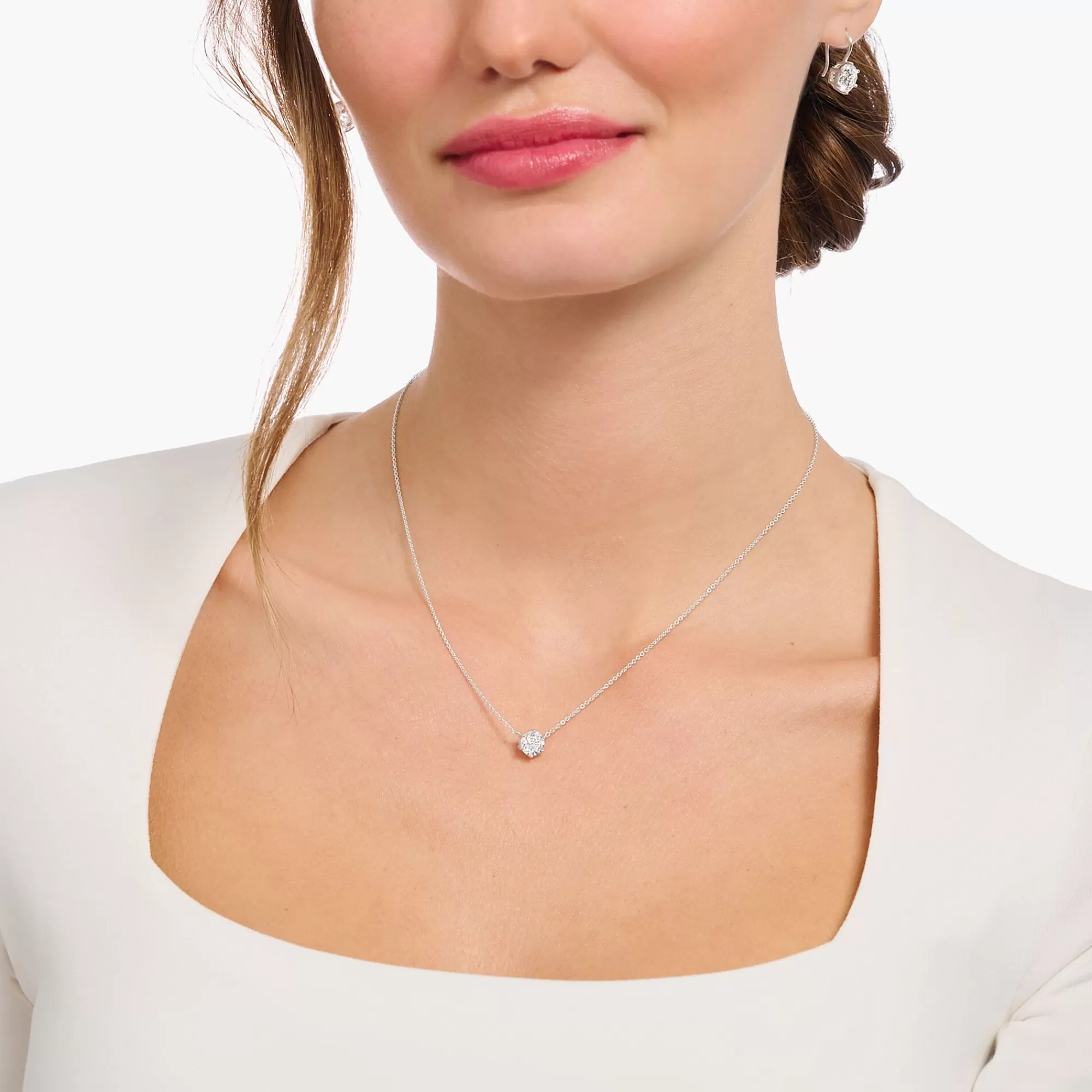 THOMAS SABO Silver necklace with white zirconia pendant-Women Necklaces | 925 Silver