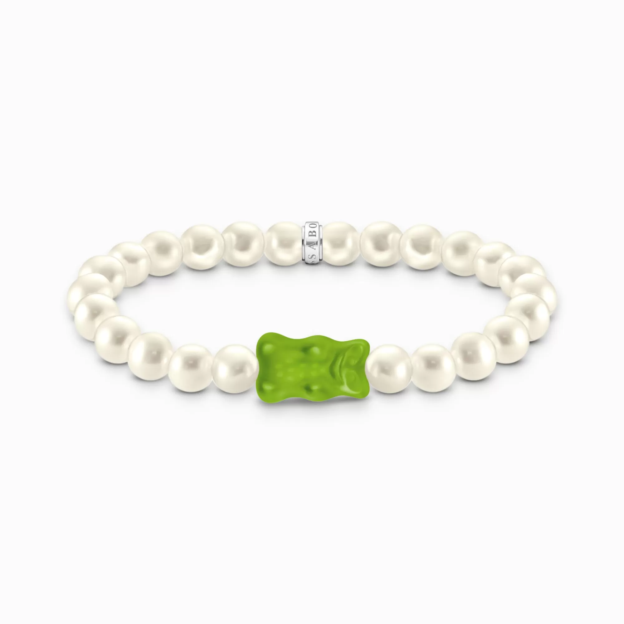 THOMAS SABO Silver pearl bracelet with green goldbears-Women Bracelets | 925 Silver