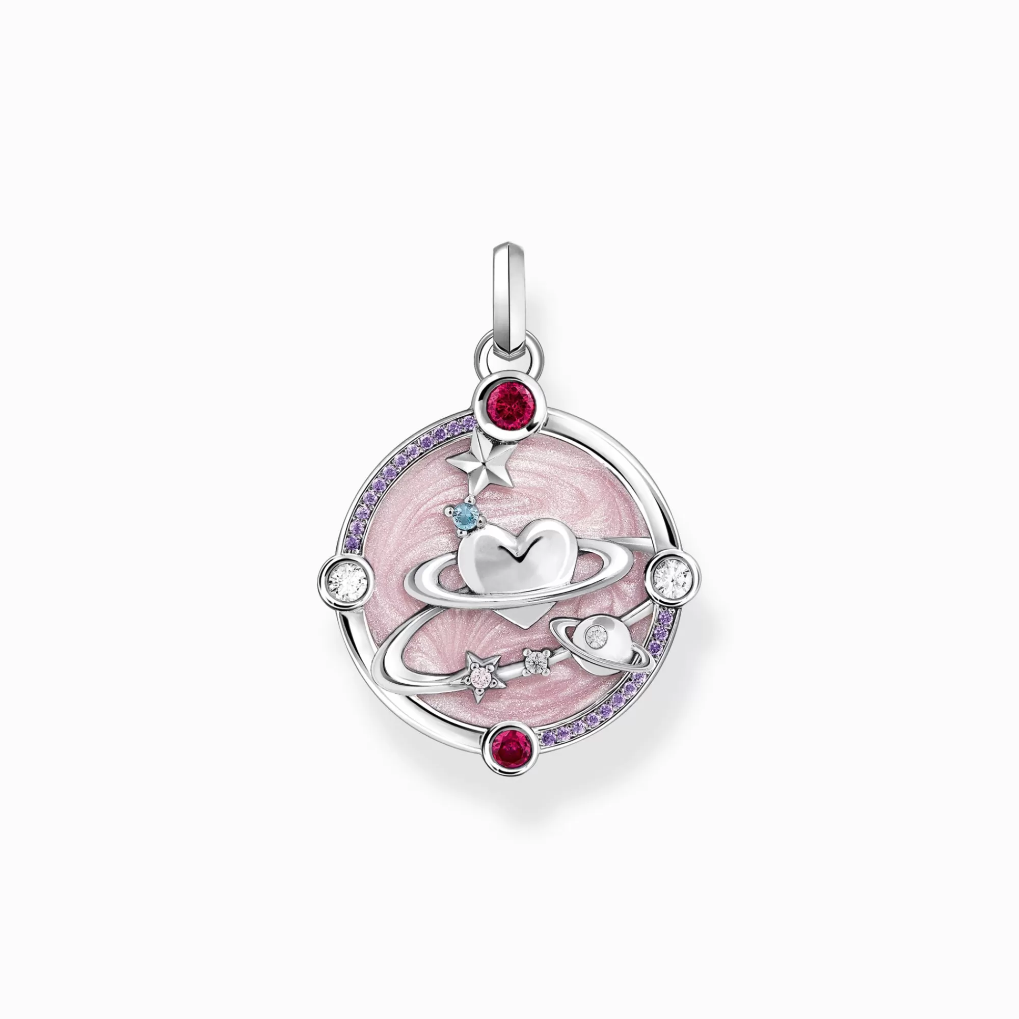 THOMAS SABO Silver pendant with pinkish cold enamel and cosmic details-Women Pendants