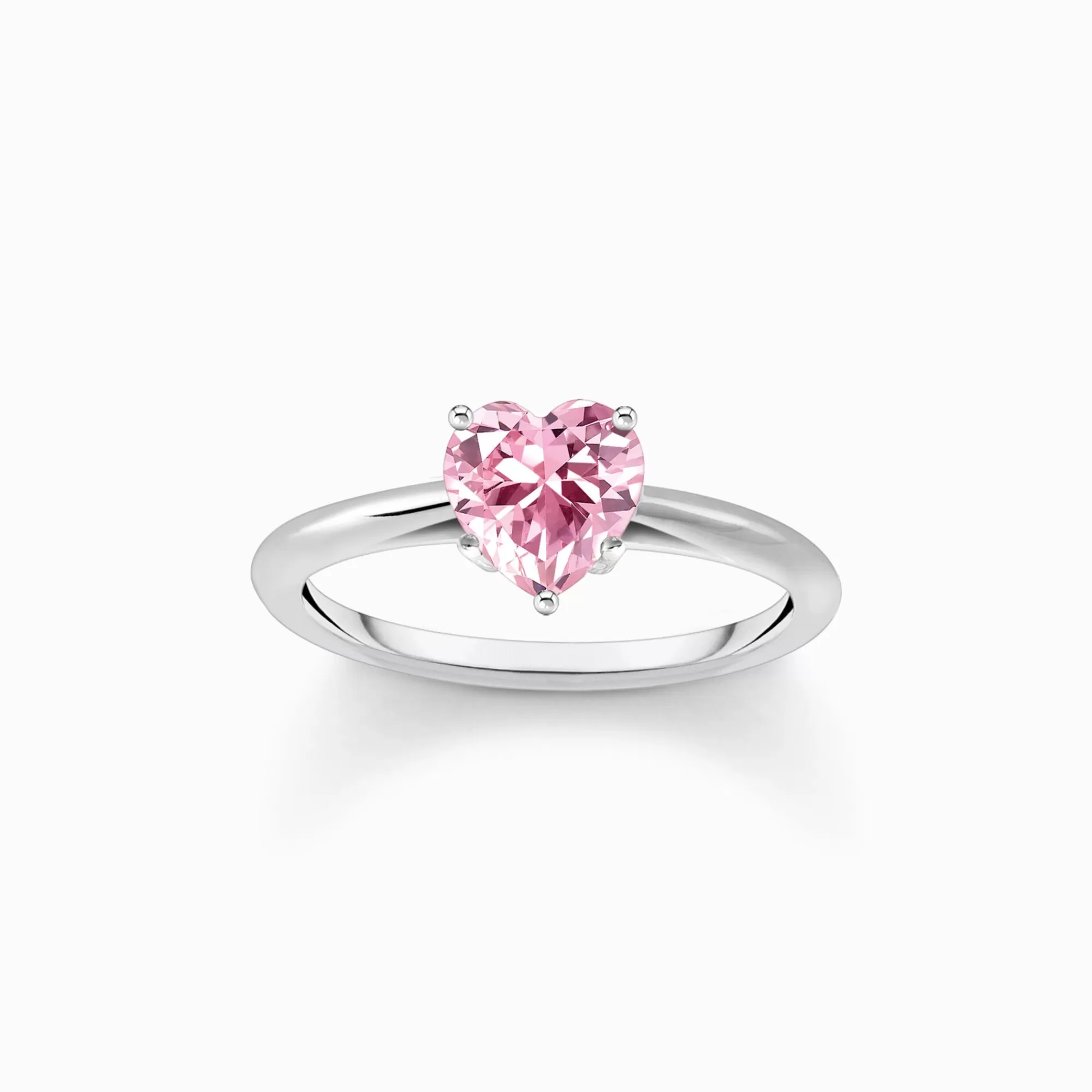 THOMAS SABO Silver ring with pink, heart-shaped zirconia-Women Rings