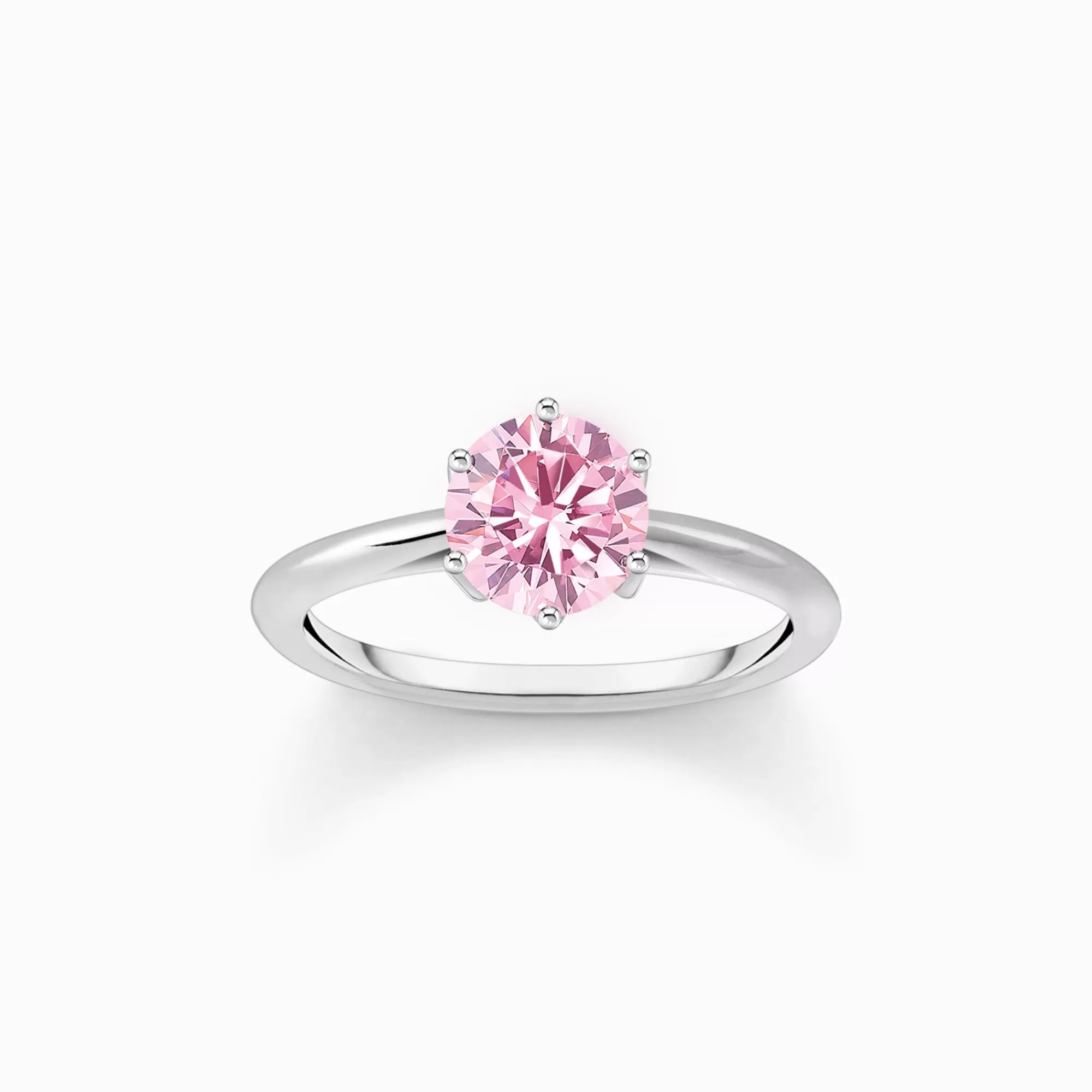 THOMAS SABO Silver ring with pink zirconia in brilliant cut-Women Rings | 925 Silver