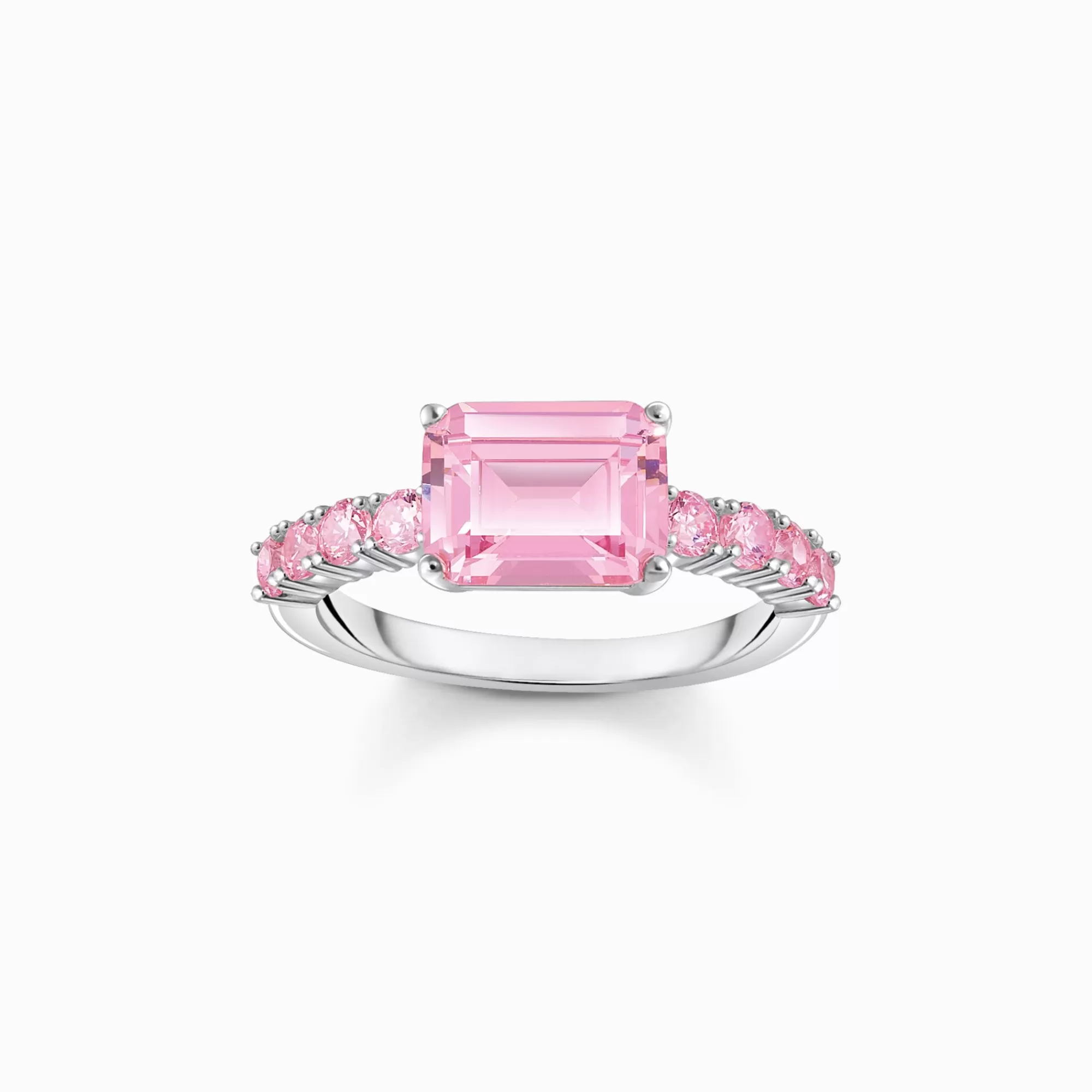 THOMAS SABO Silver solitaire ring with pink zirconia stones-Women Rings | 925 Silver